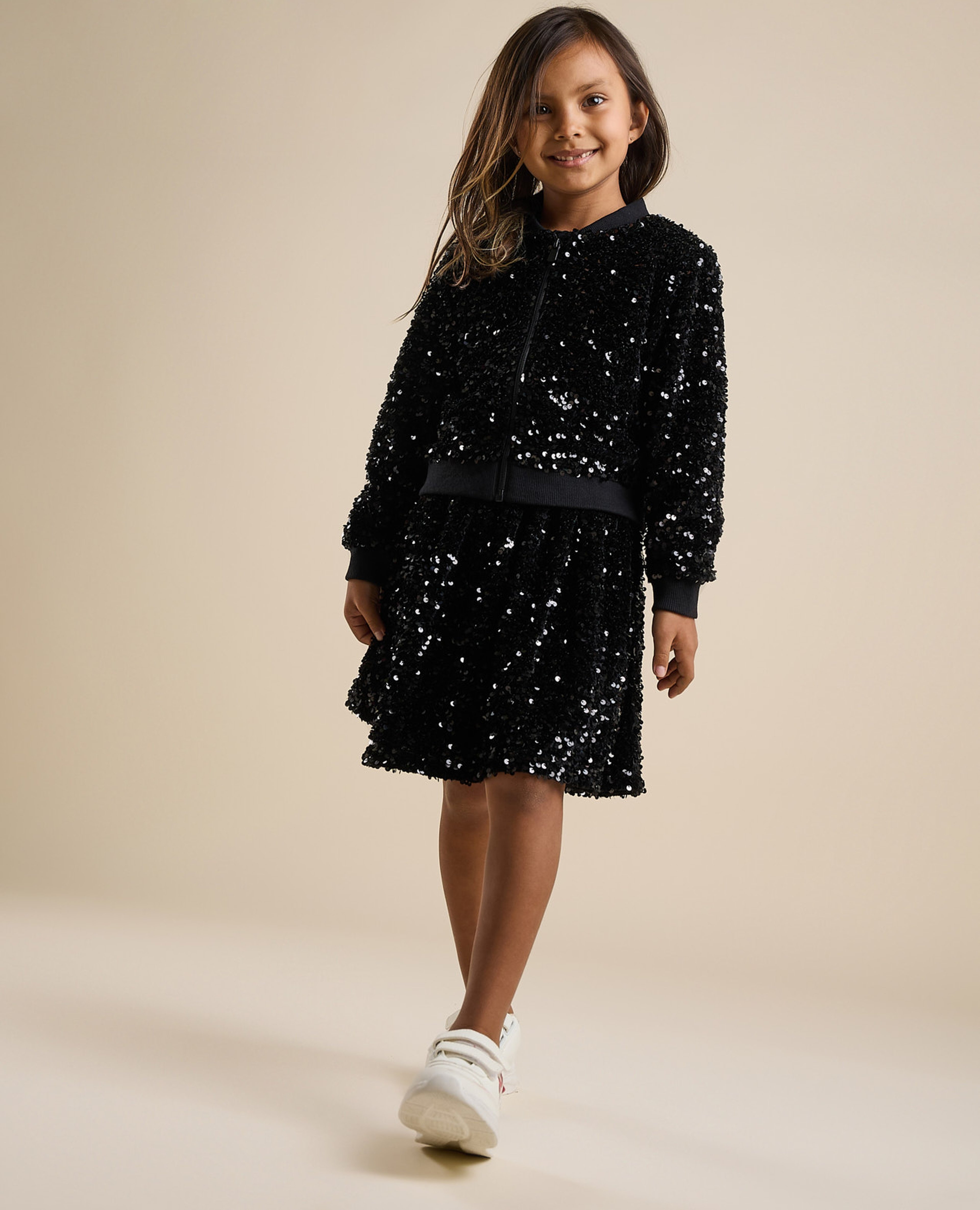 Sequined Mini Skirt with Elastic Waist