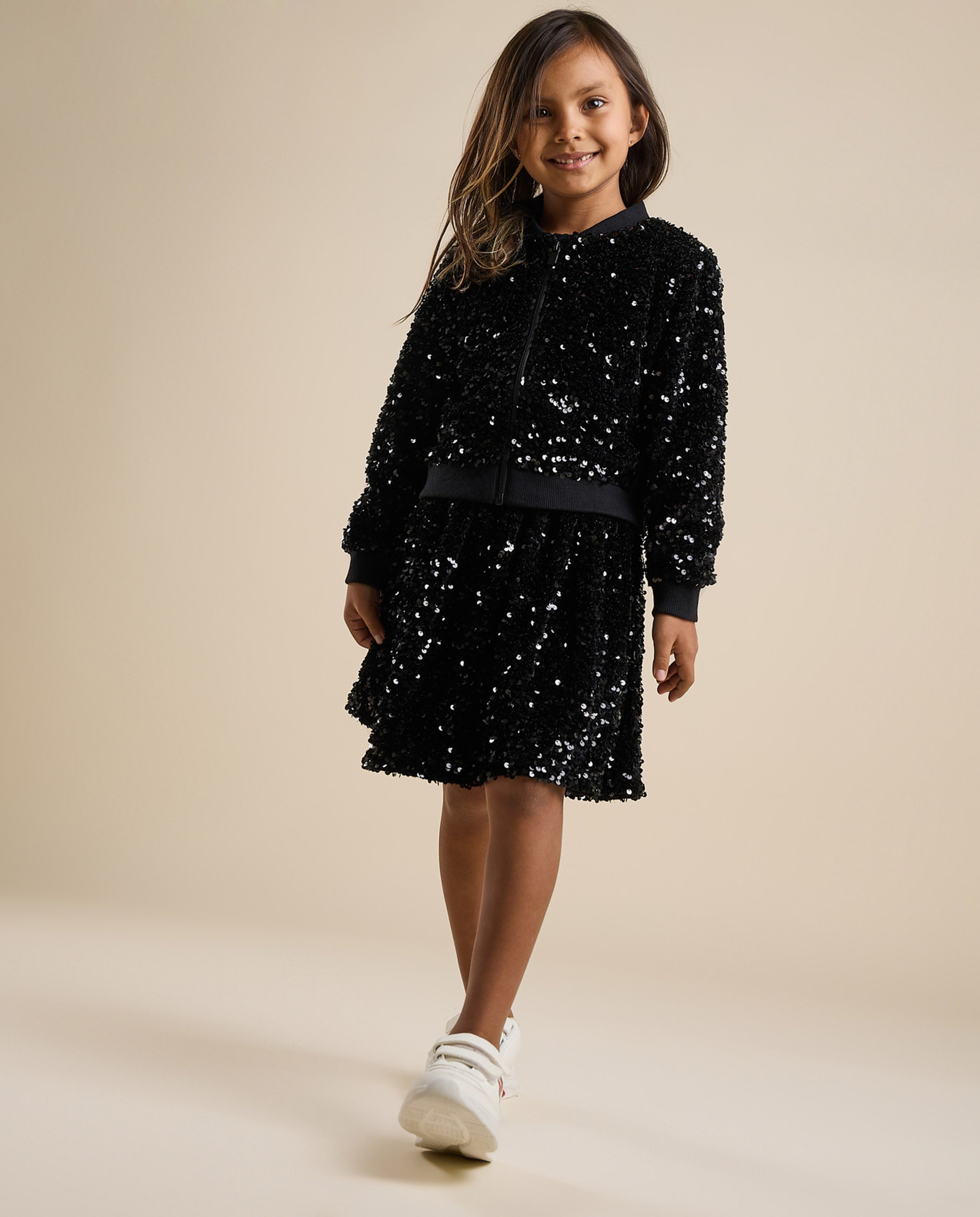 Sequined Mini Skirt with Elastic Waist