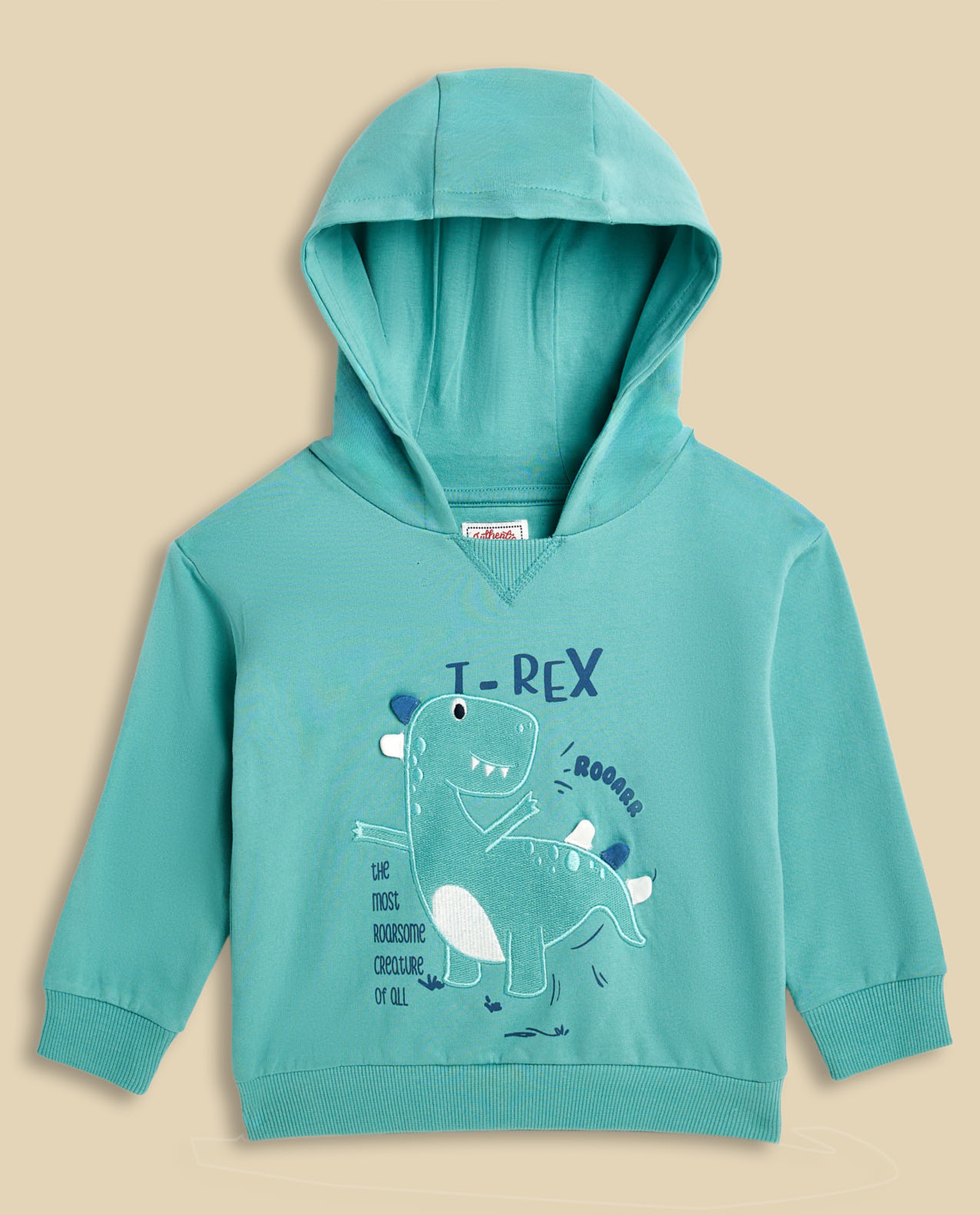 T-Rex Printed Hoodie with Long Sleeves
