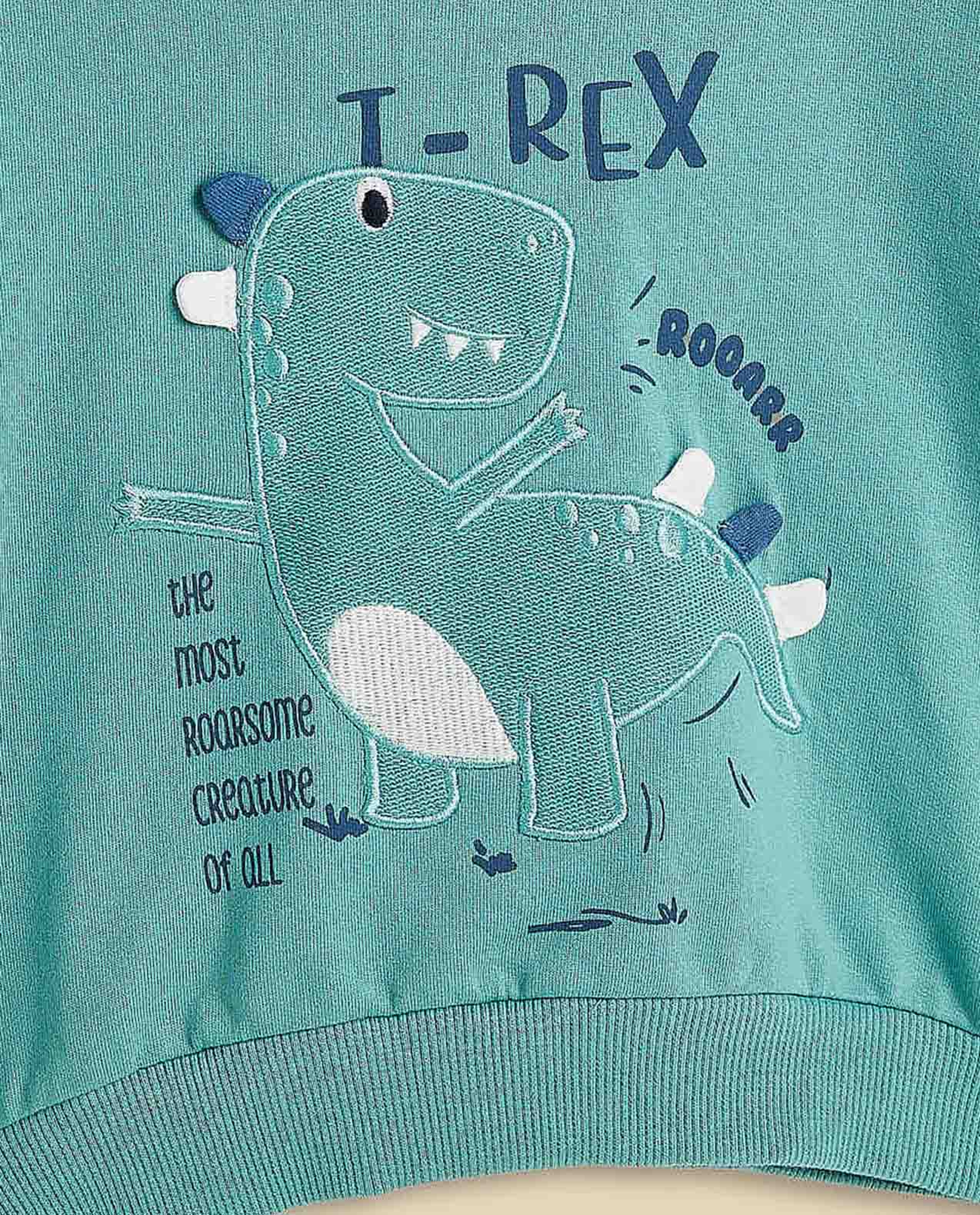 T-Rex Printed Hoodie with Long Sleeves