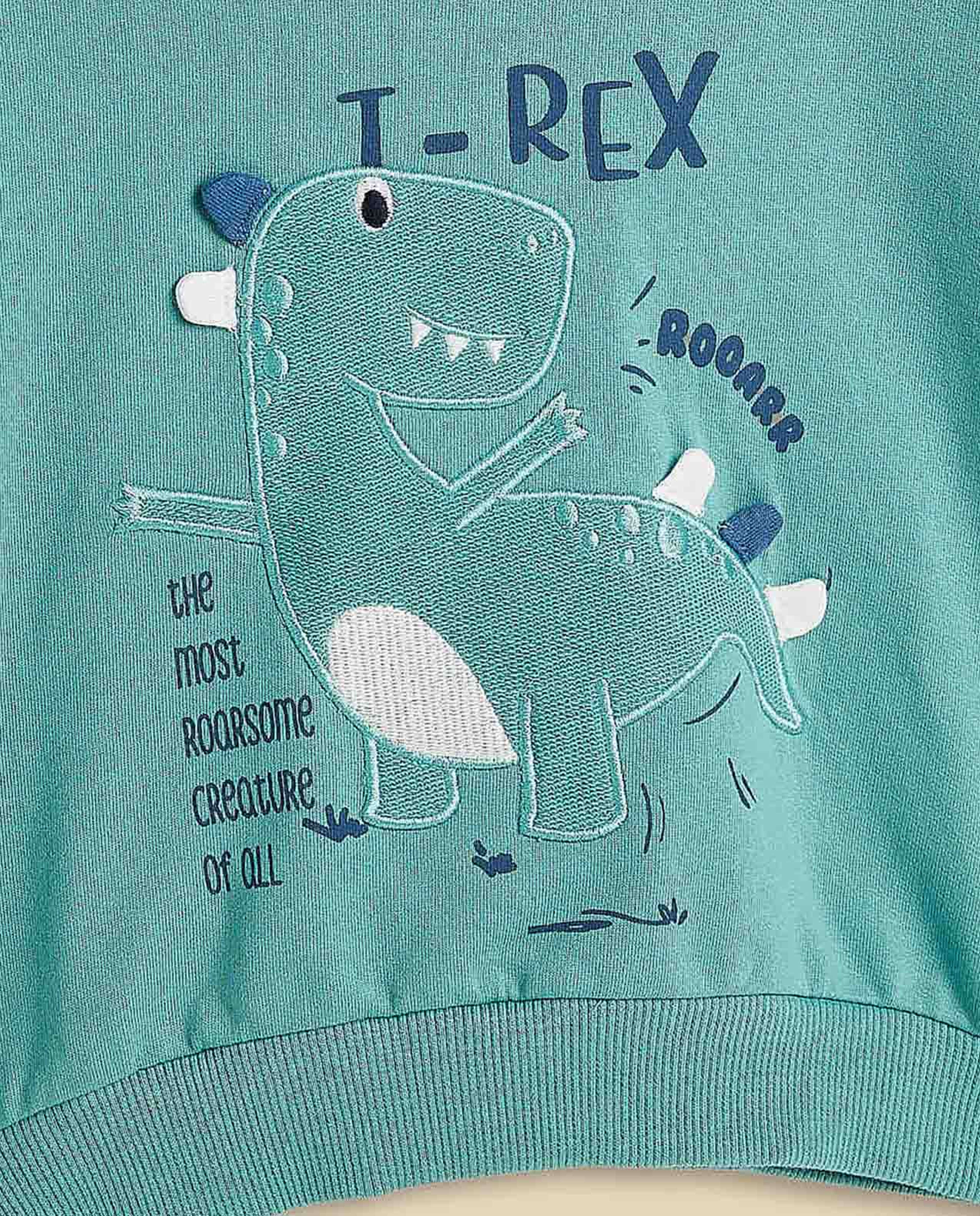 T-Rex Printed Hoodie with Long Sleeves