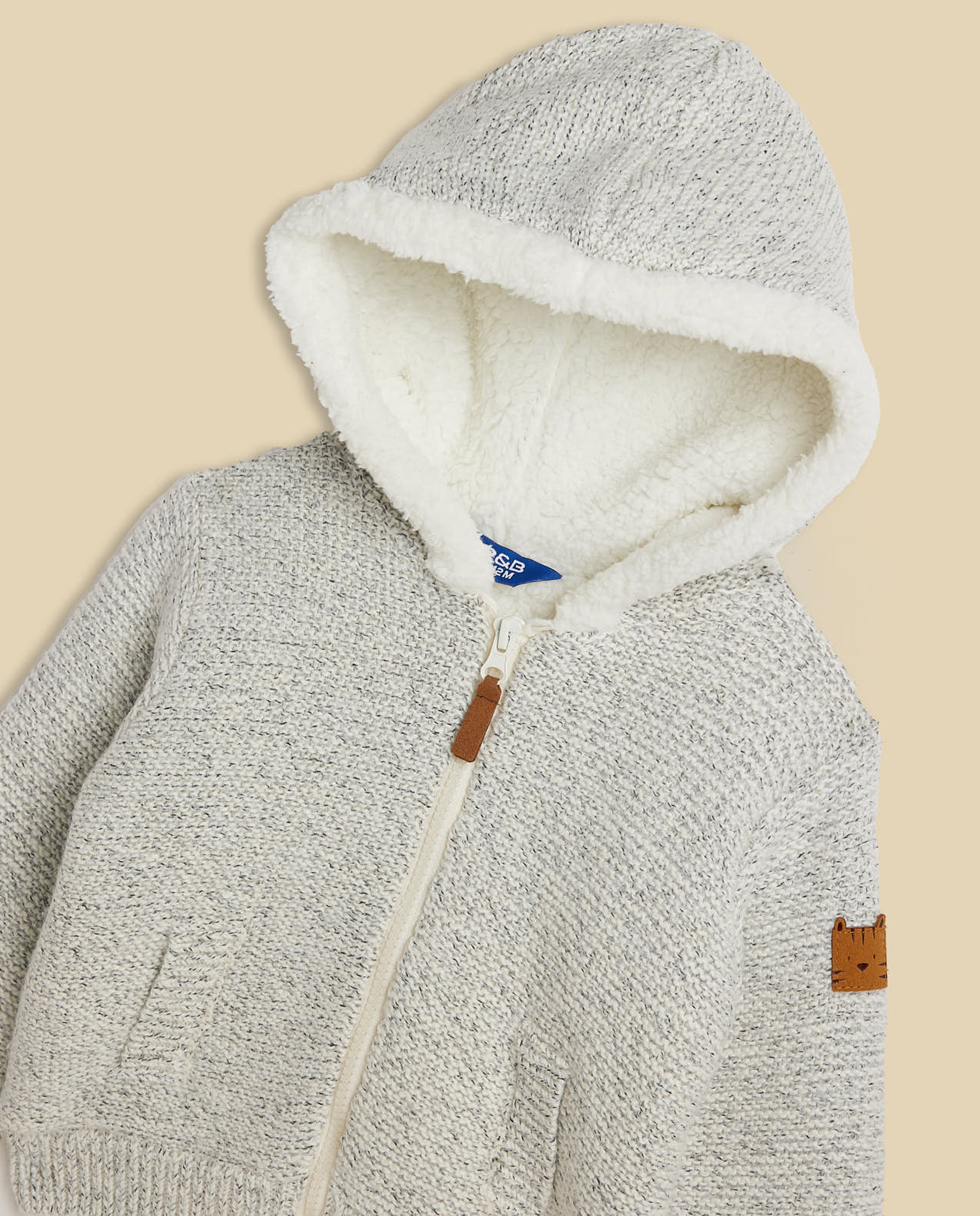 Plush Hooded Jacket with Zipper Closure
