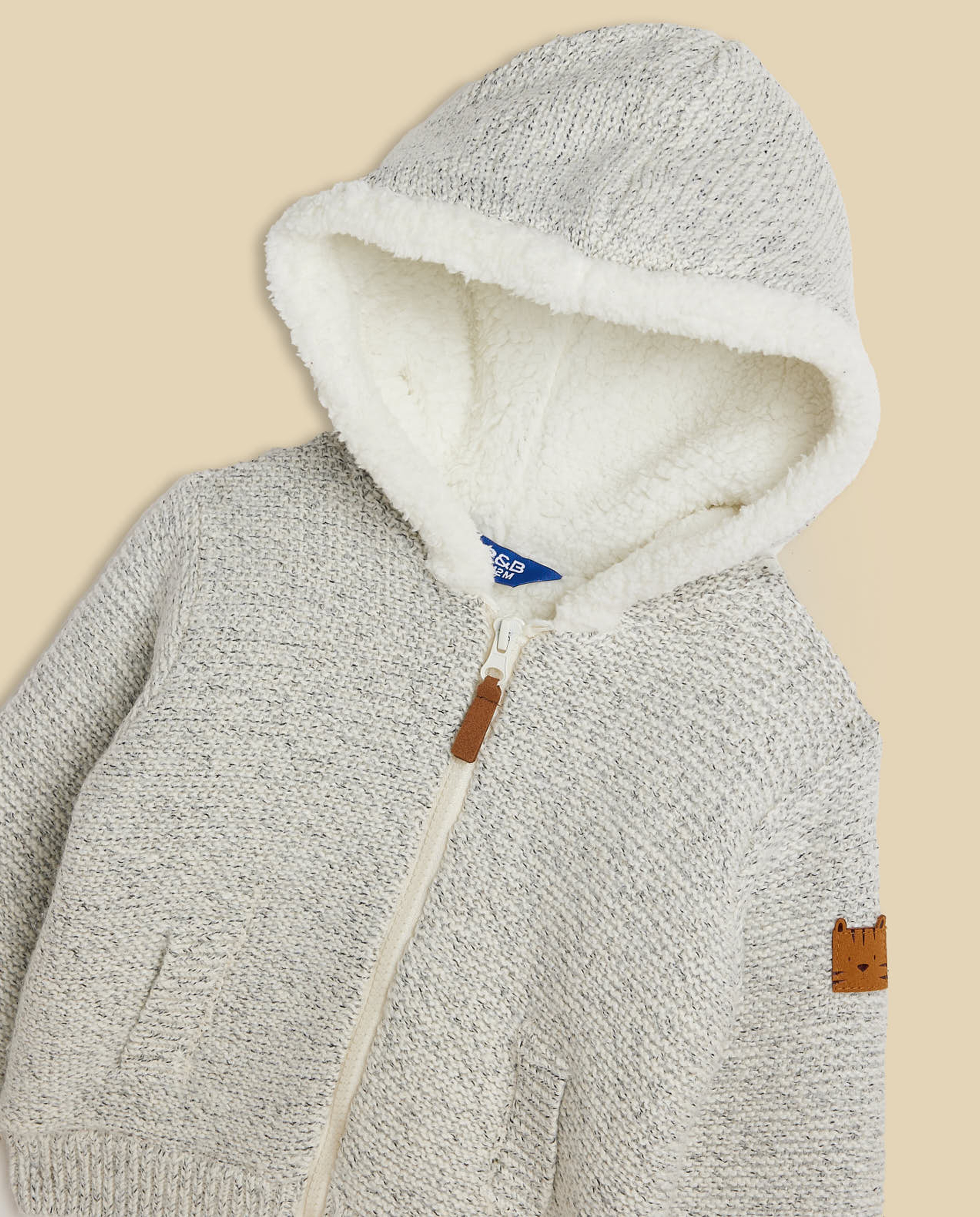 Plush Hooded Jacket with Zipper Closure