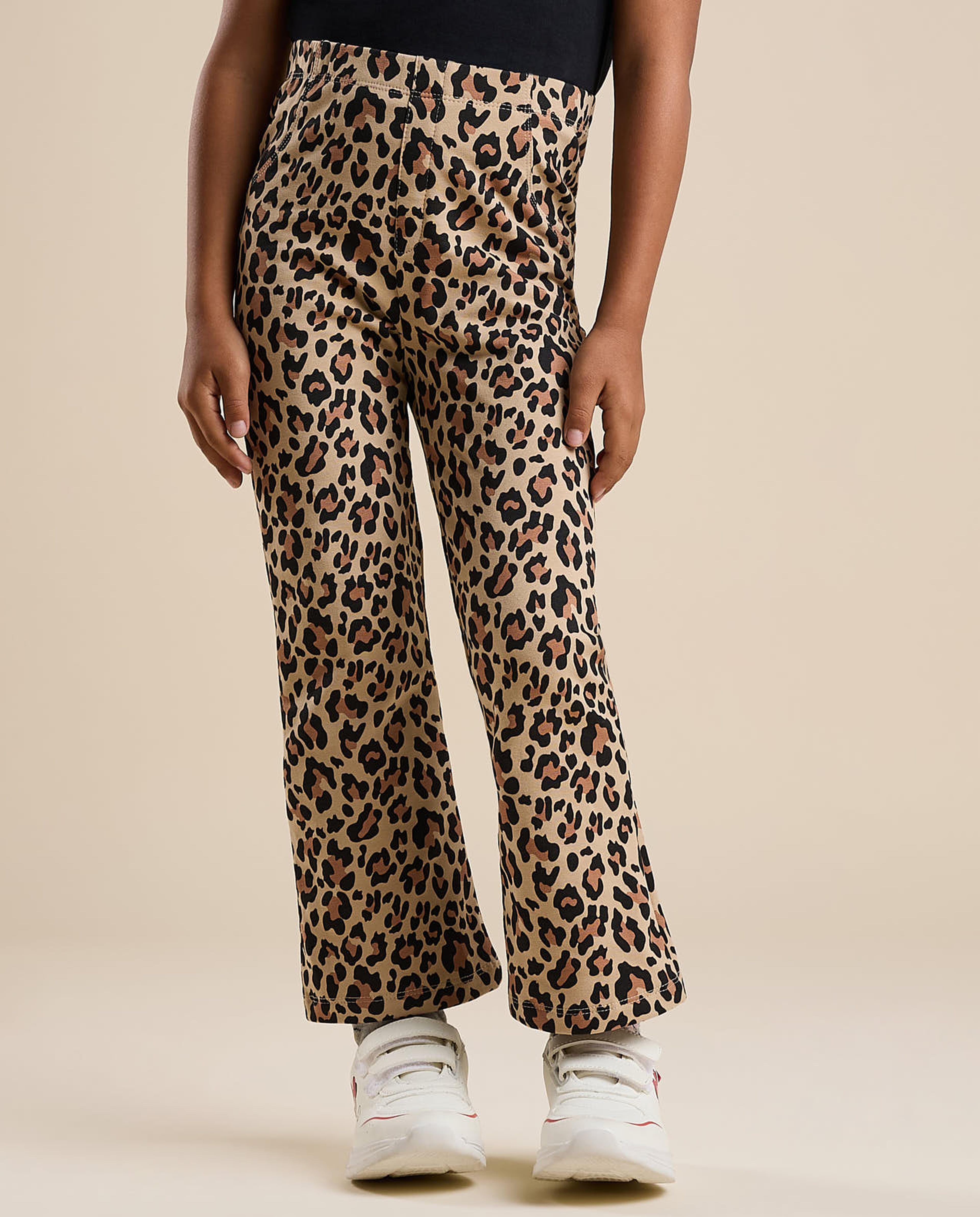 Animal Print Leggings with Elastic Waist