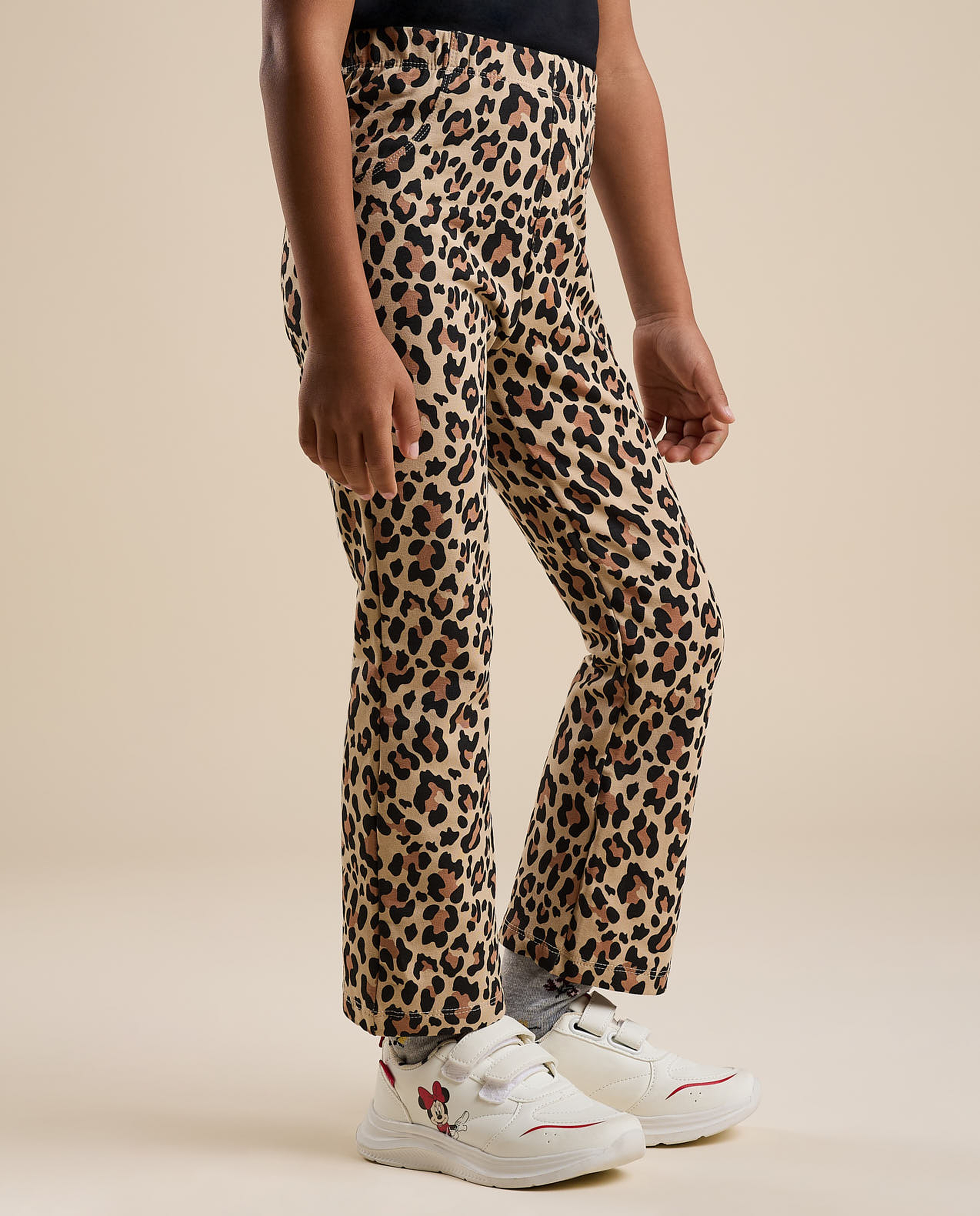 Animal Print Leggings with Elastic Waist