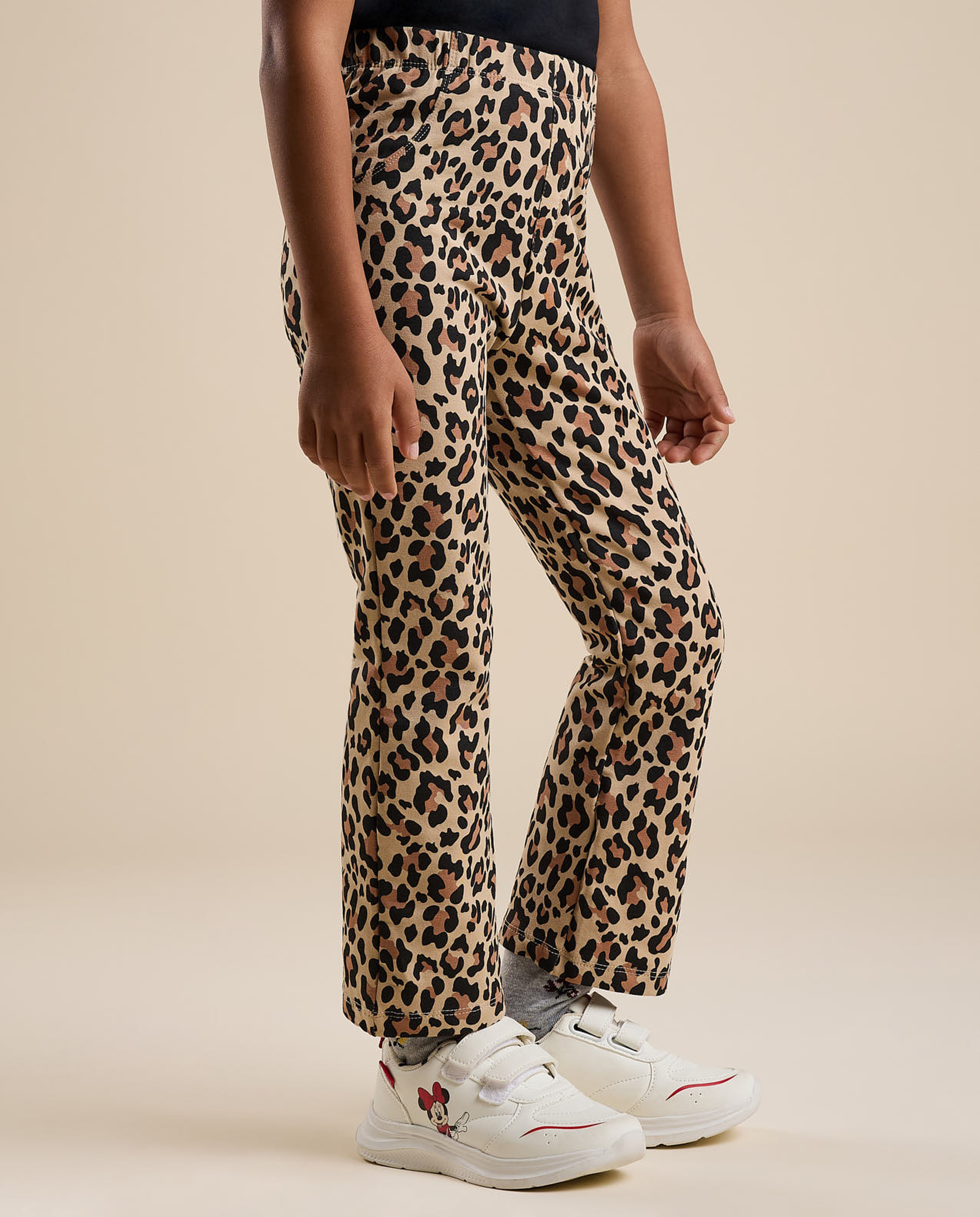 Animal Print Leggings with Elastic Waist