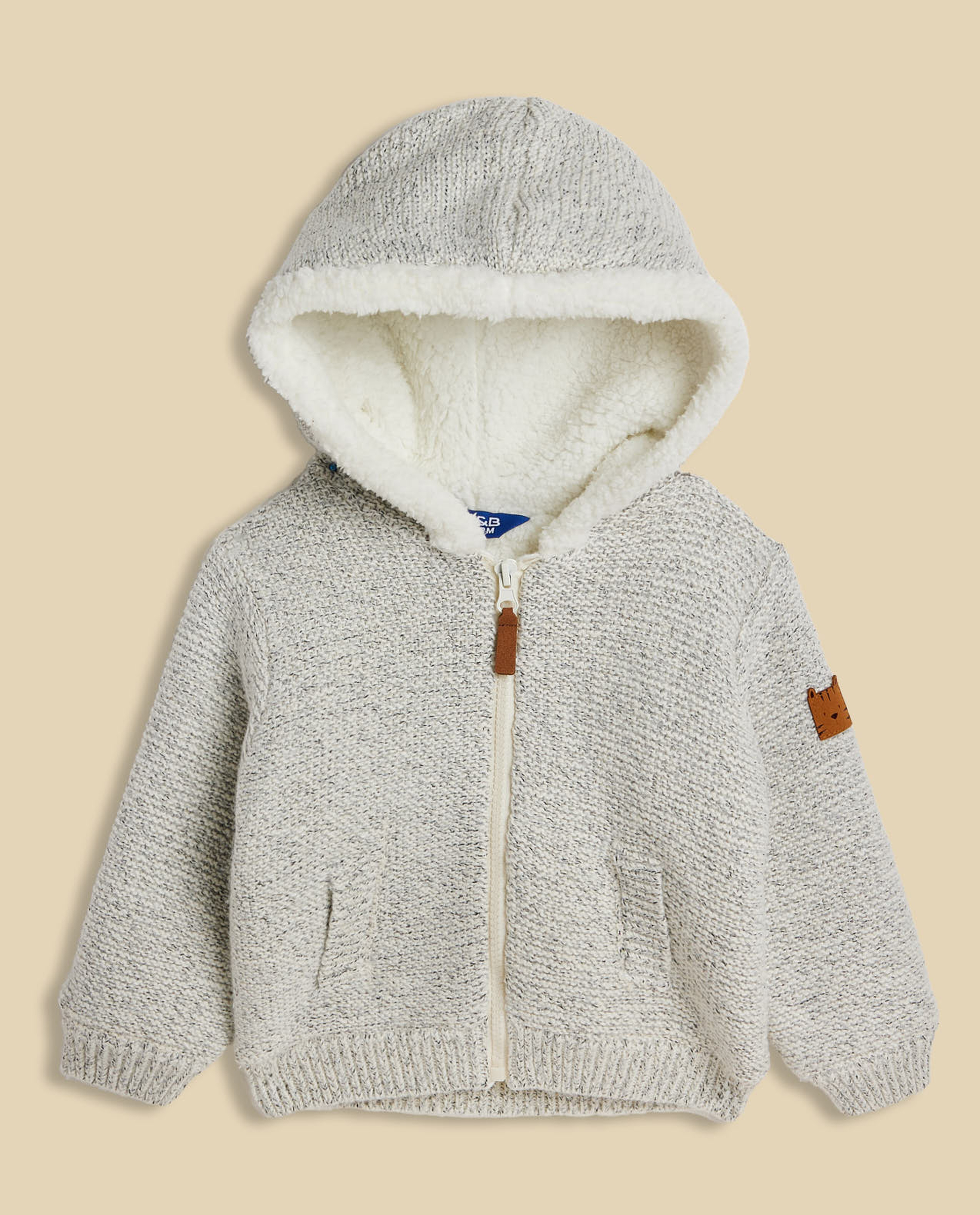 Plush Hooded Jacket with Zipper Closure