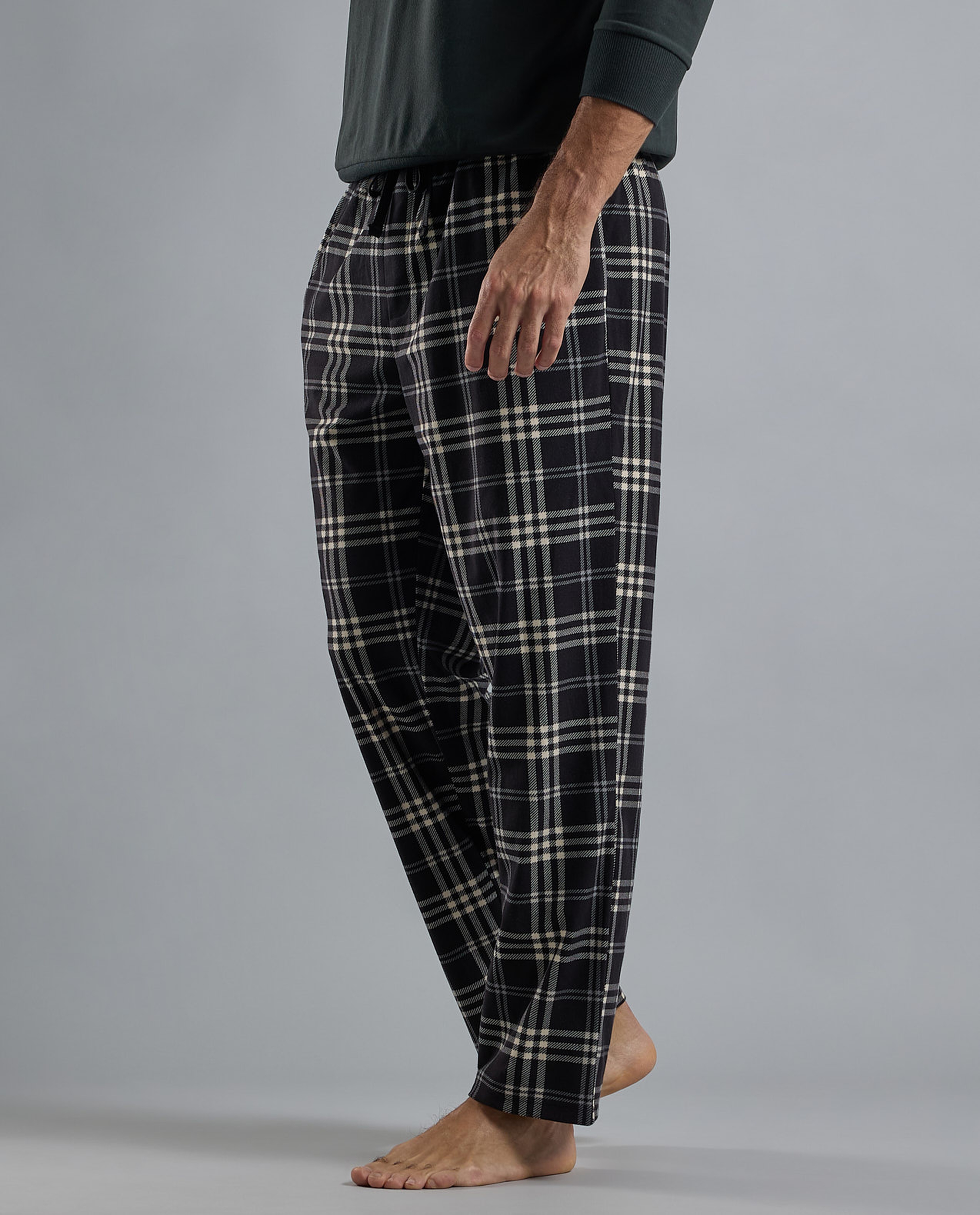 Plaid Lounge Pants with Drawstring Waist