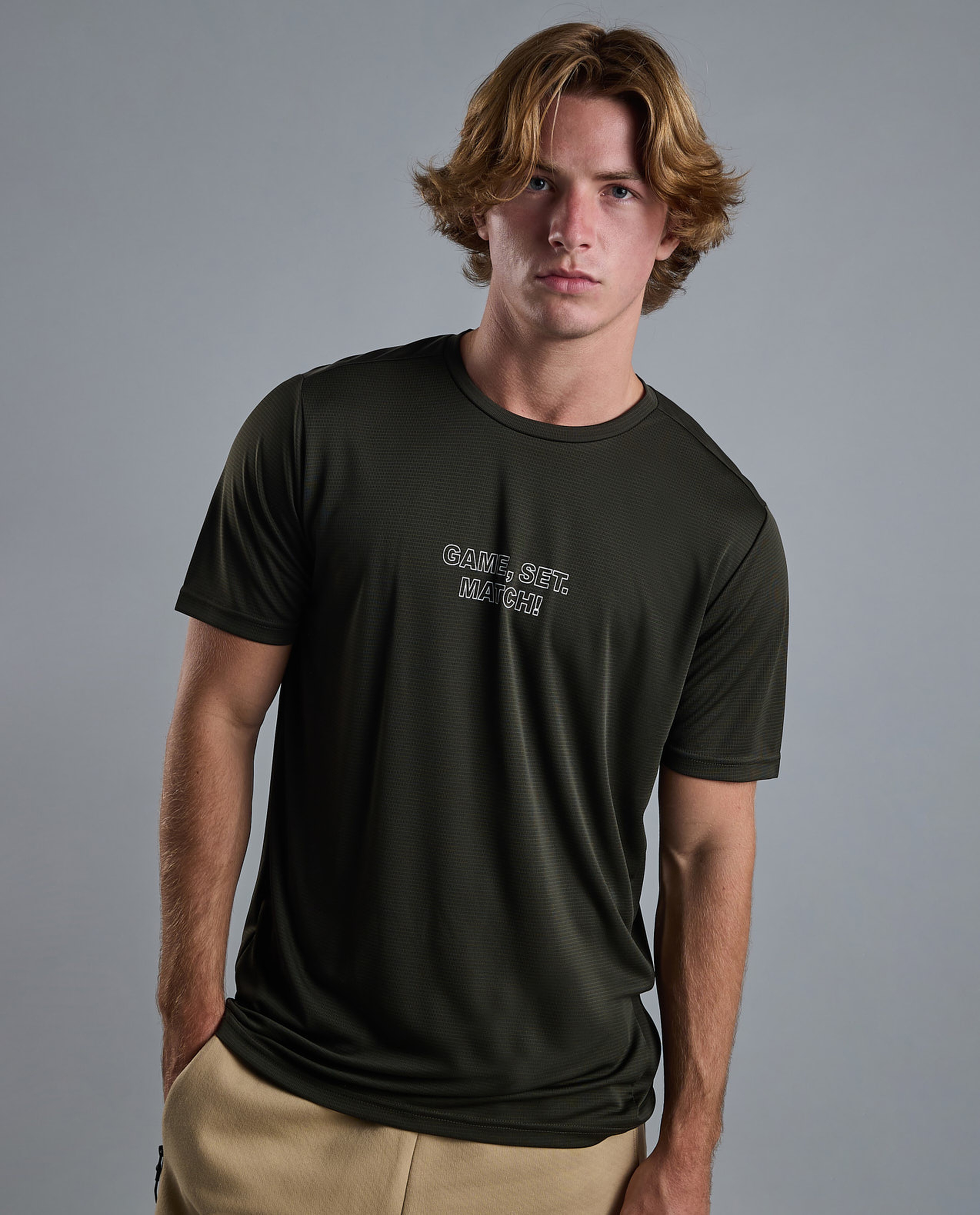 Printed Active T-Shirt with Crew Neck and Short Sleeves