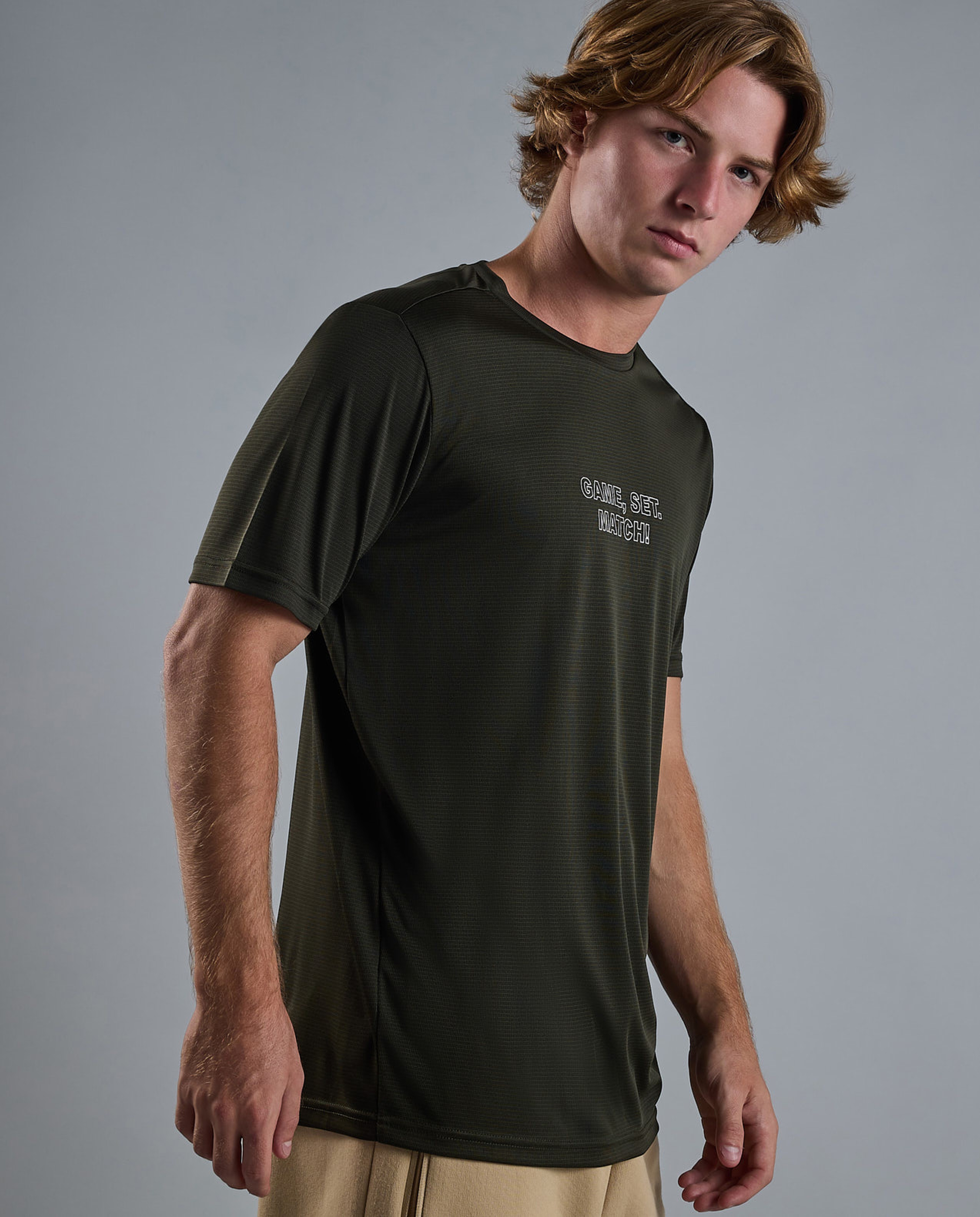 Printed Active T-Shirt with Crew Neck and Short Sleeves