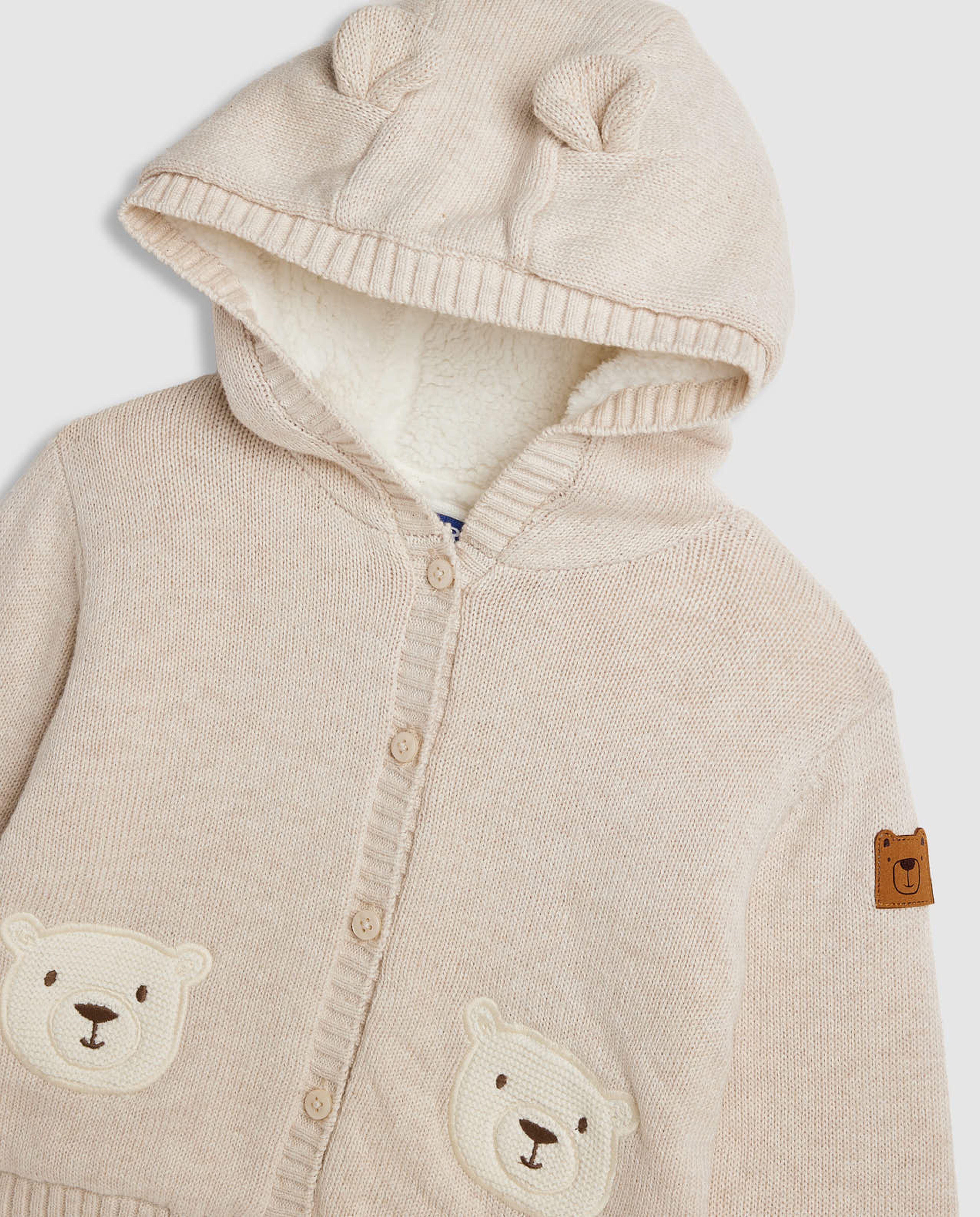 Appliqued Hooded Cardigan