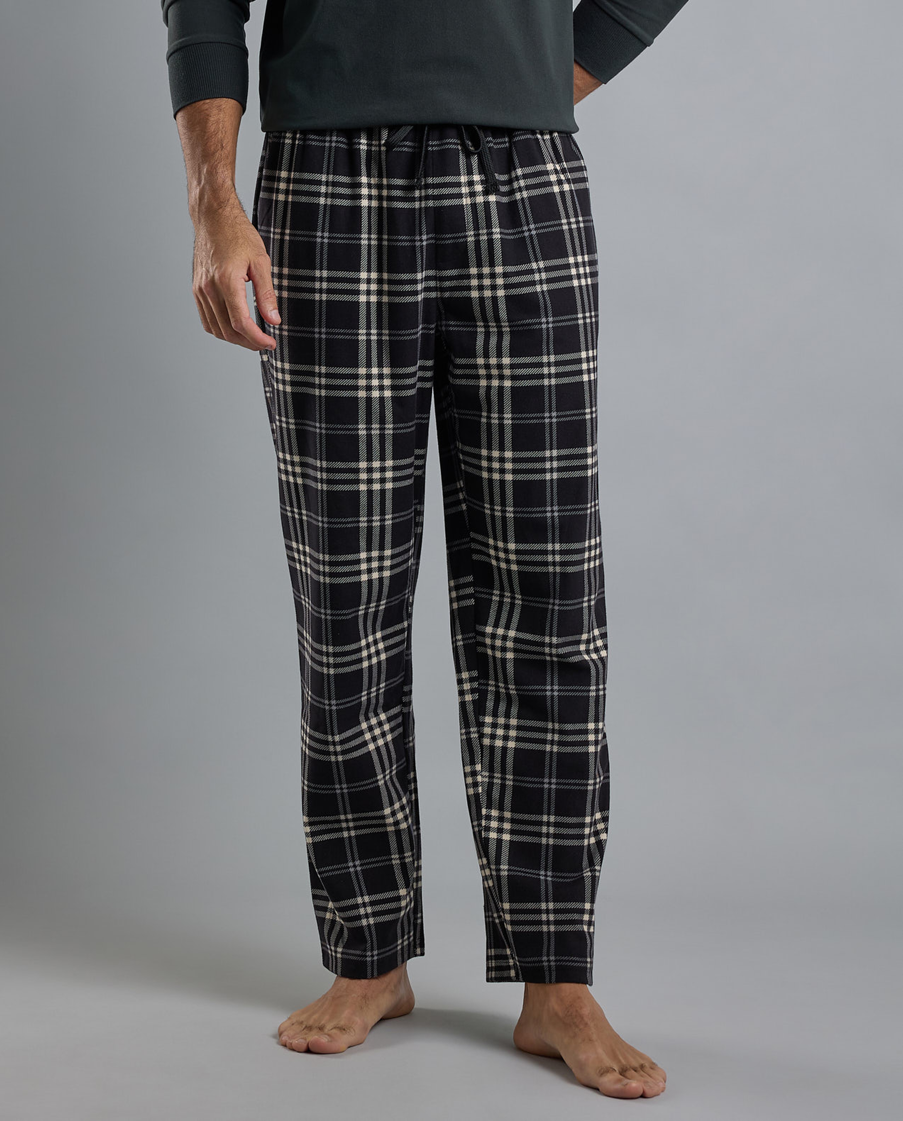 Plaid Lounge Pants with Drawstring Waist