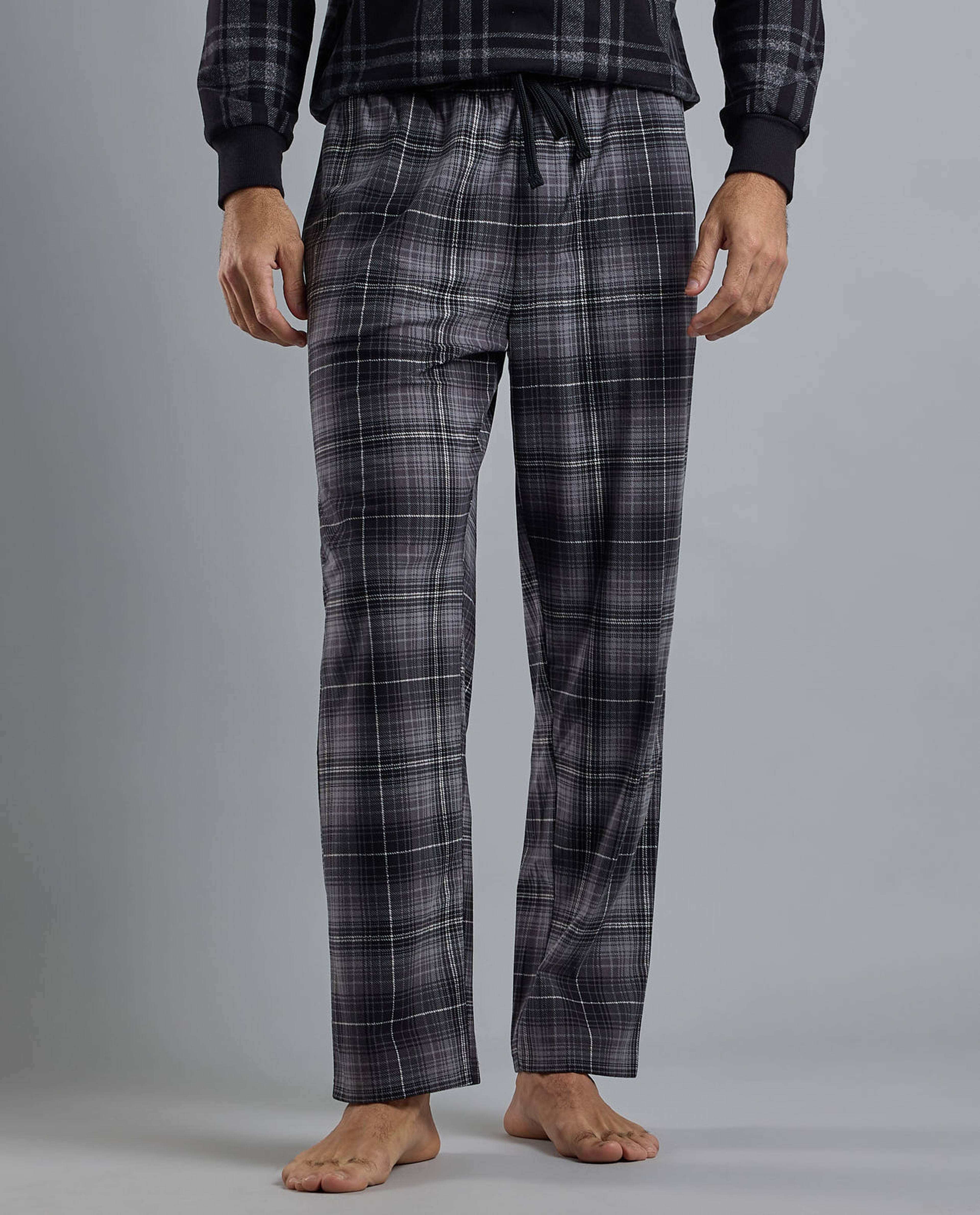 Plaid Lounge Pants with Drawstring Waist