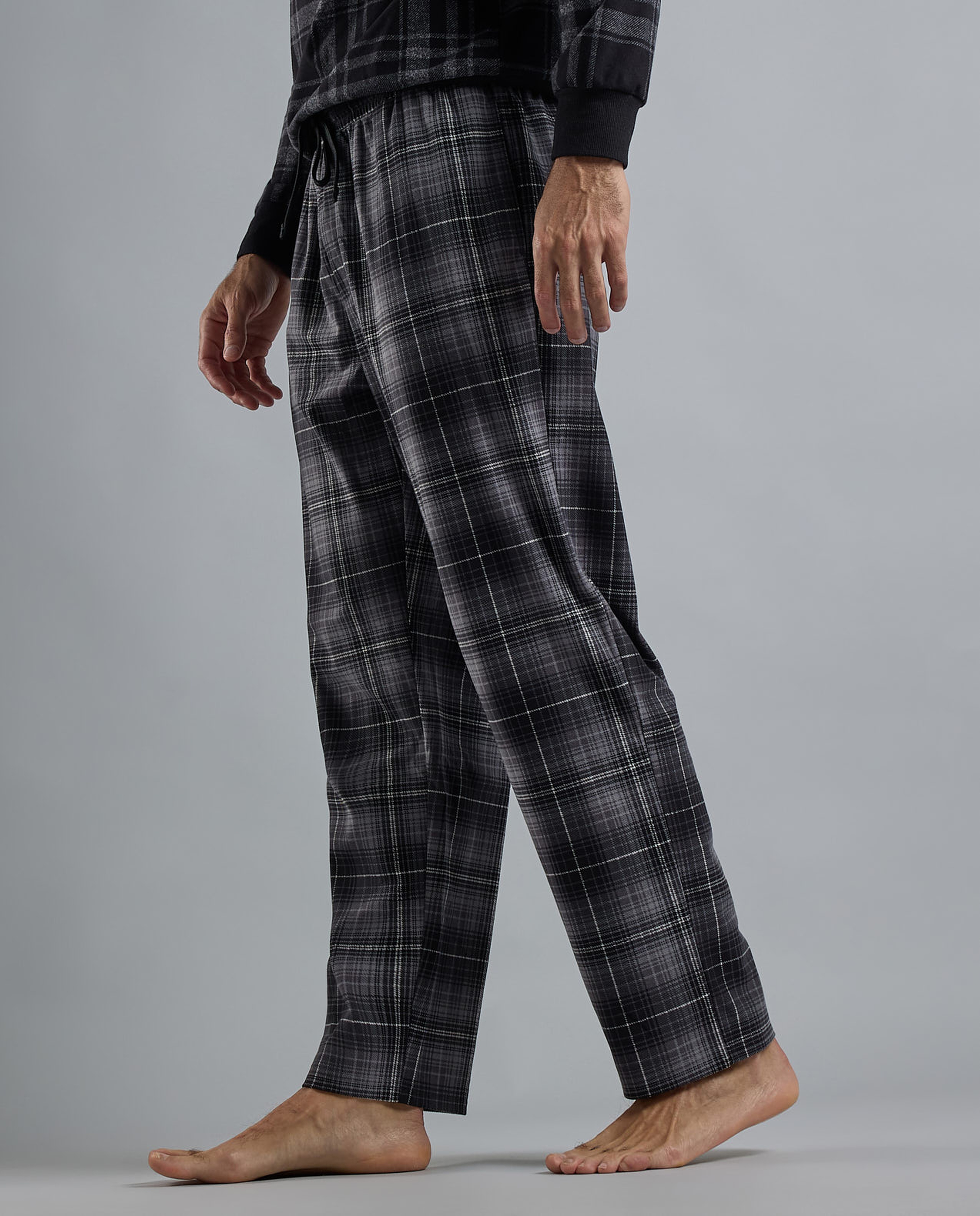 Plaid Lounge Pants with Drawstring Waist