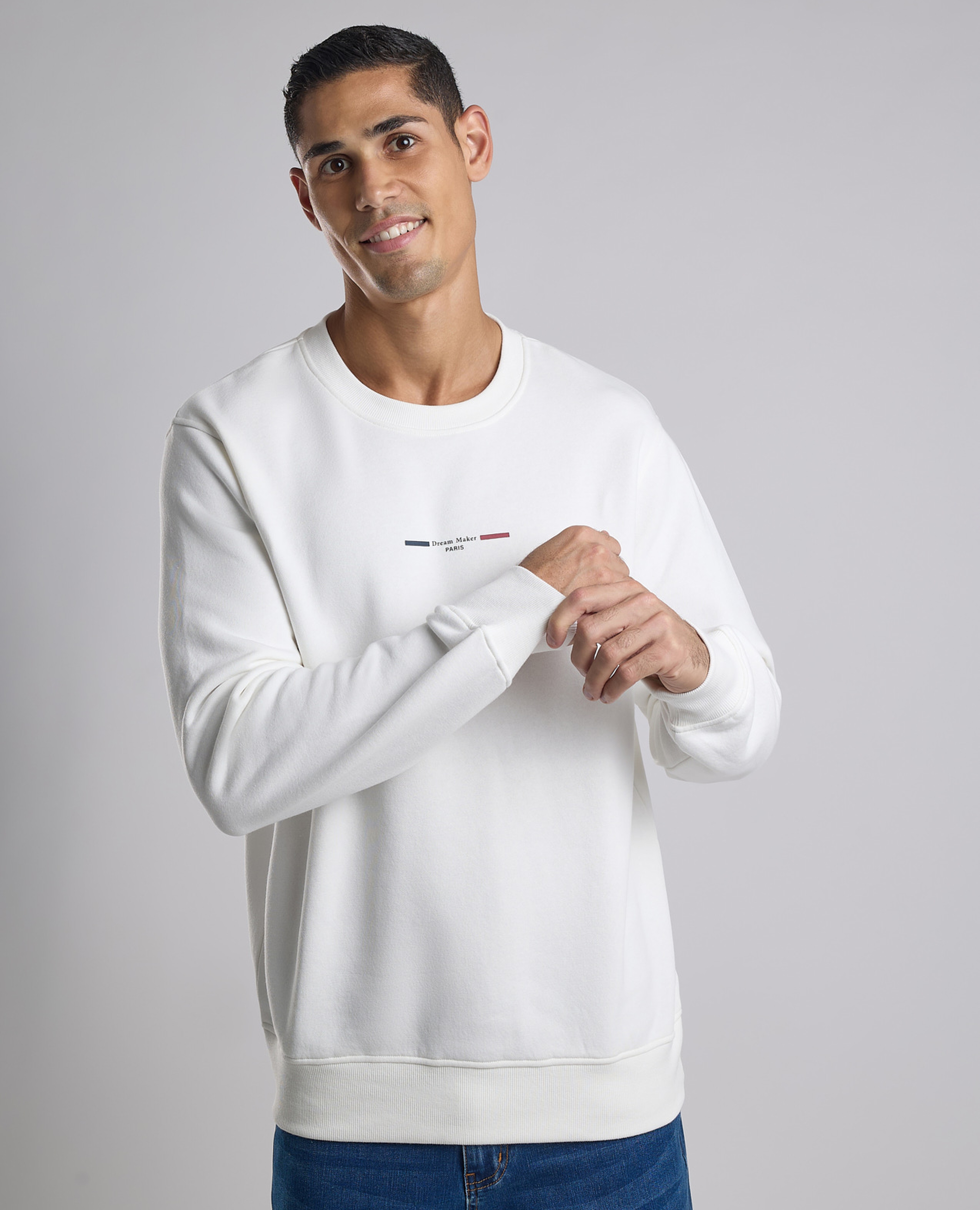 Printed Sweatshirt with Crew Neck and Long Sleeves