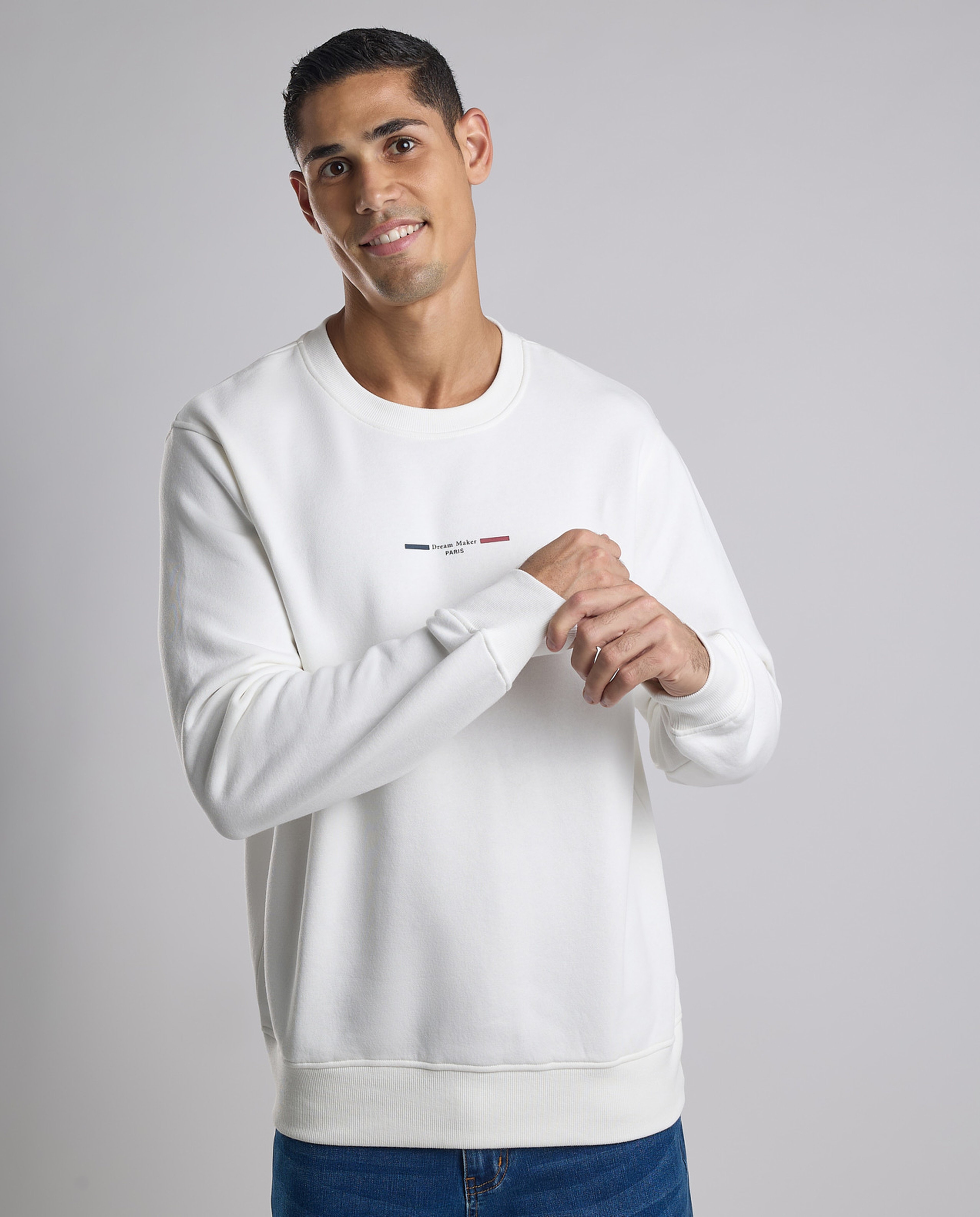 Printed Sweatshirt with Crew Neck and Long Sleeves