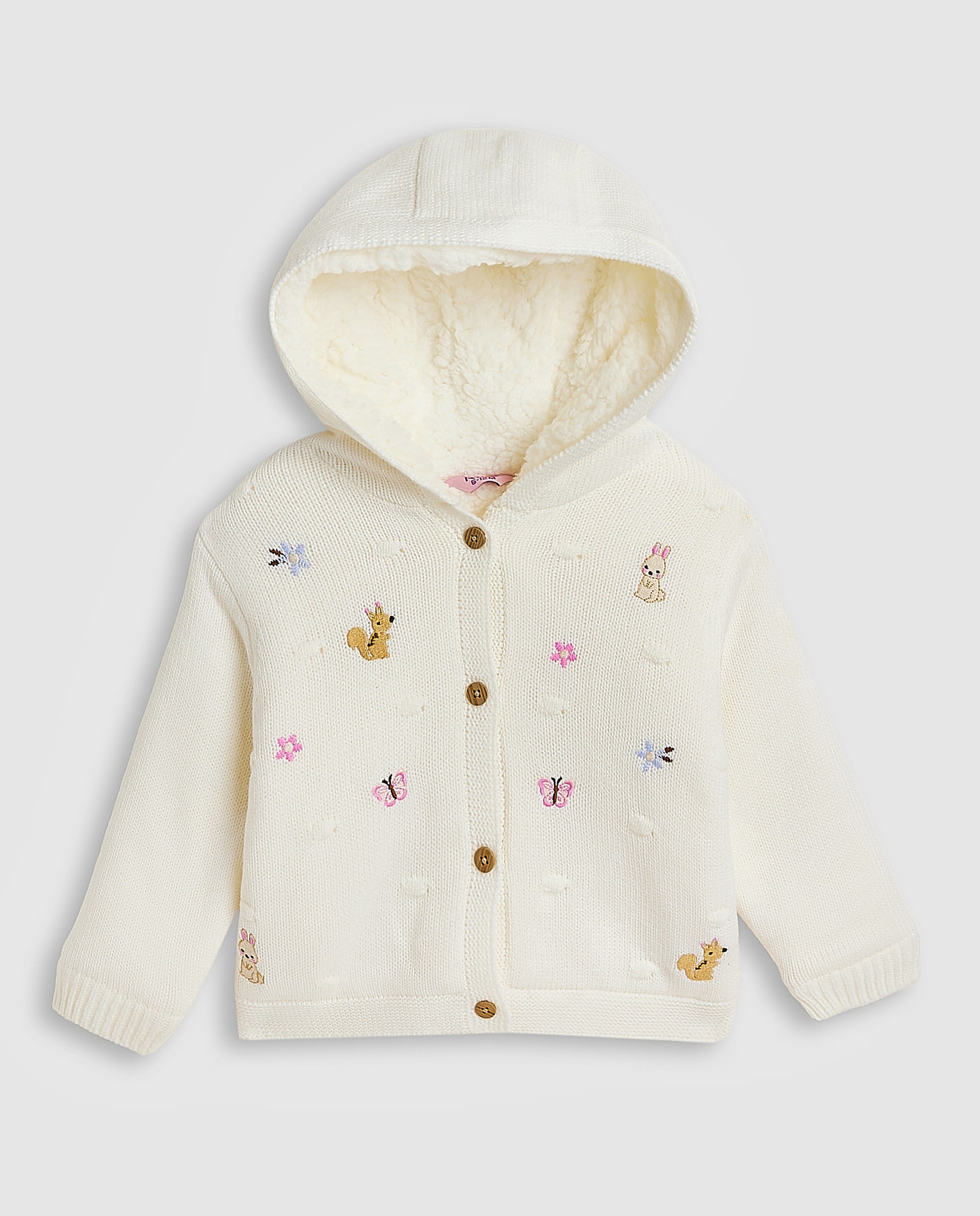 Embroidered Hooded Cardigan