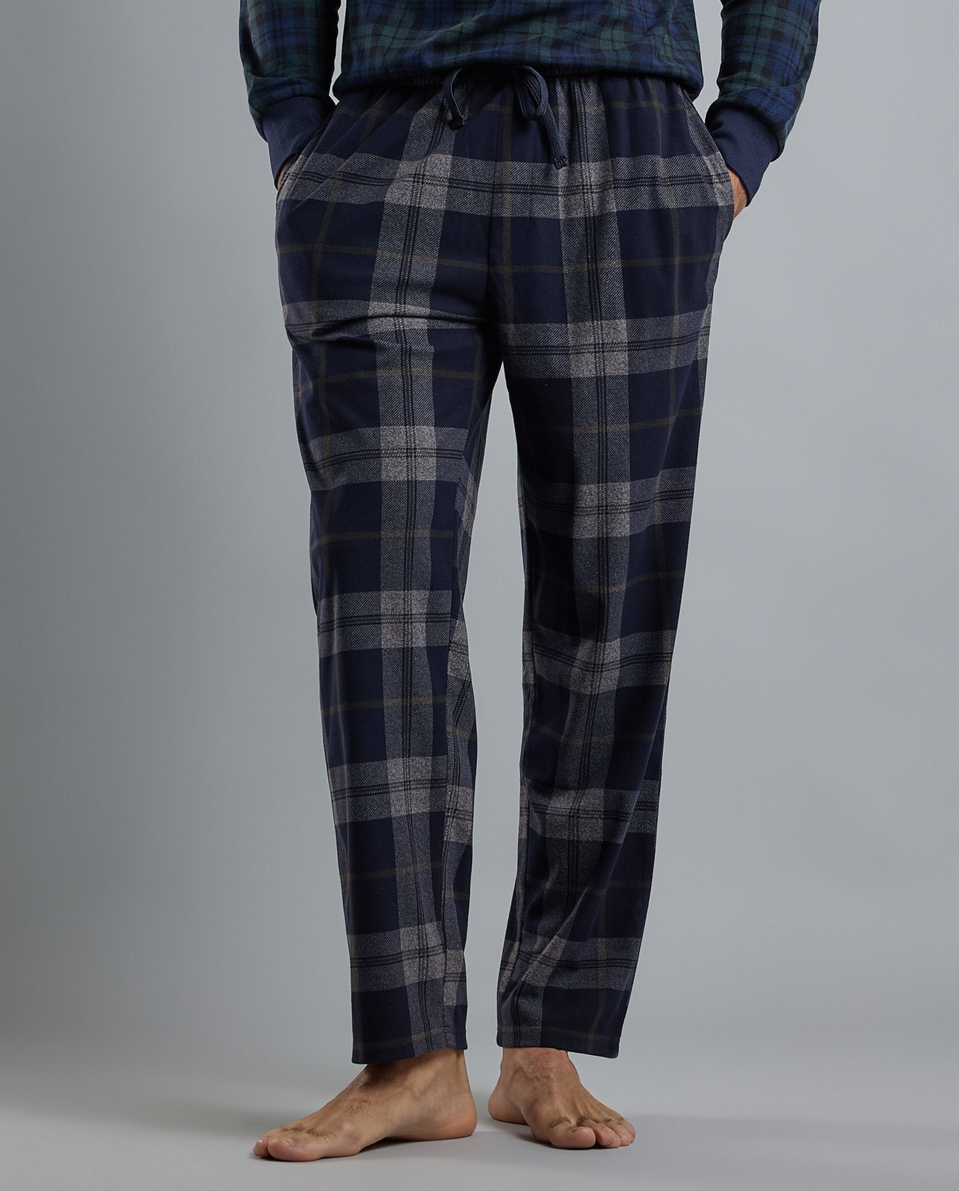 Plaid Lounge Pants with Drawstring Waist
