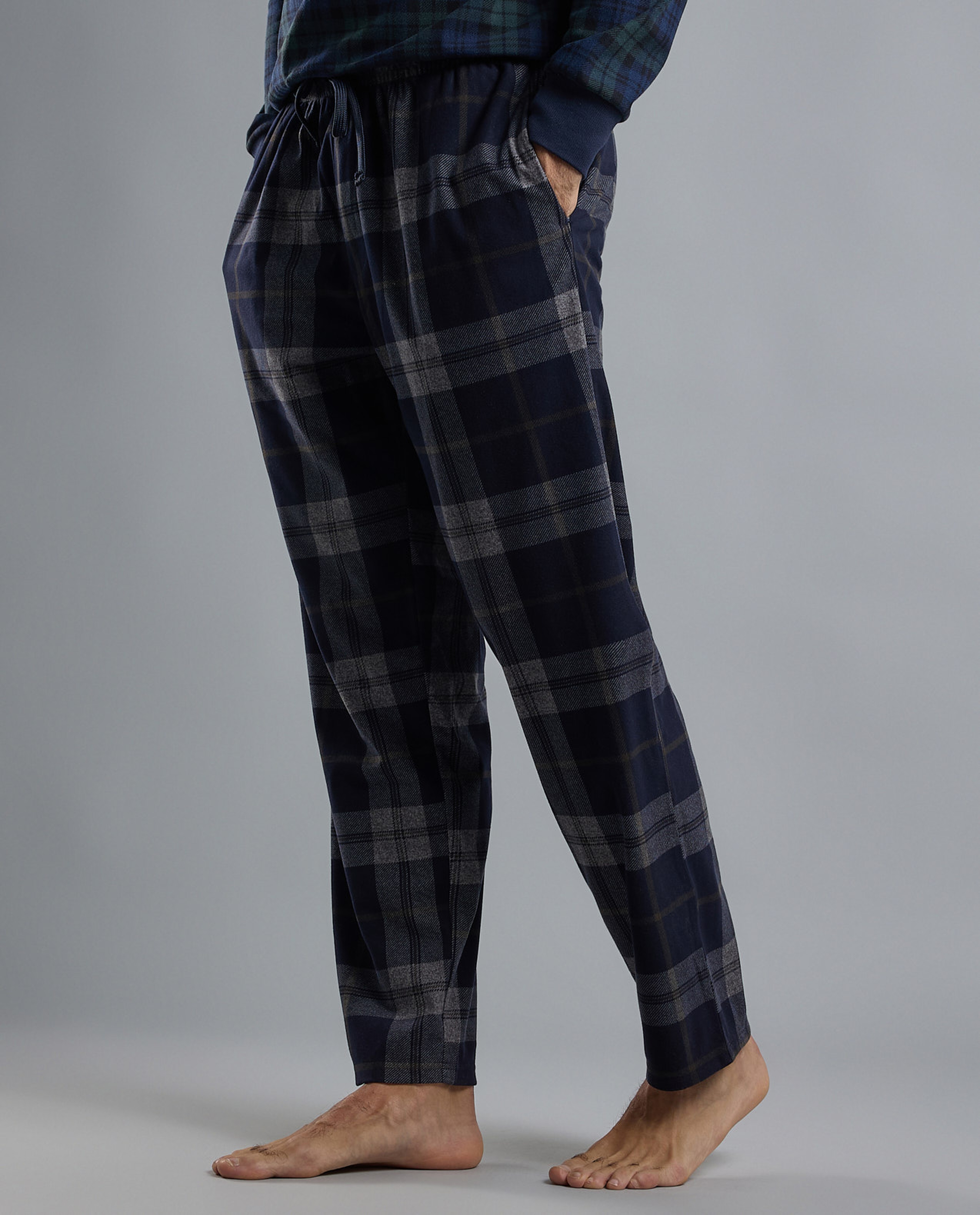 Plaid Lounge Pants with Drawstring Waist