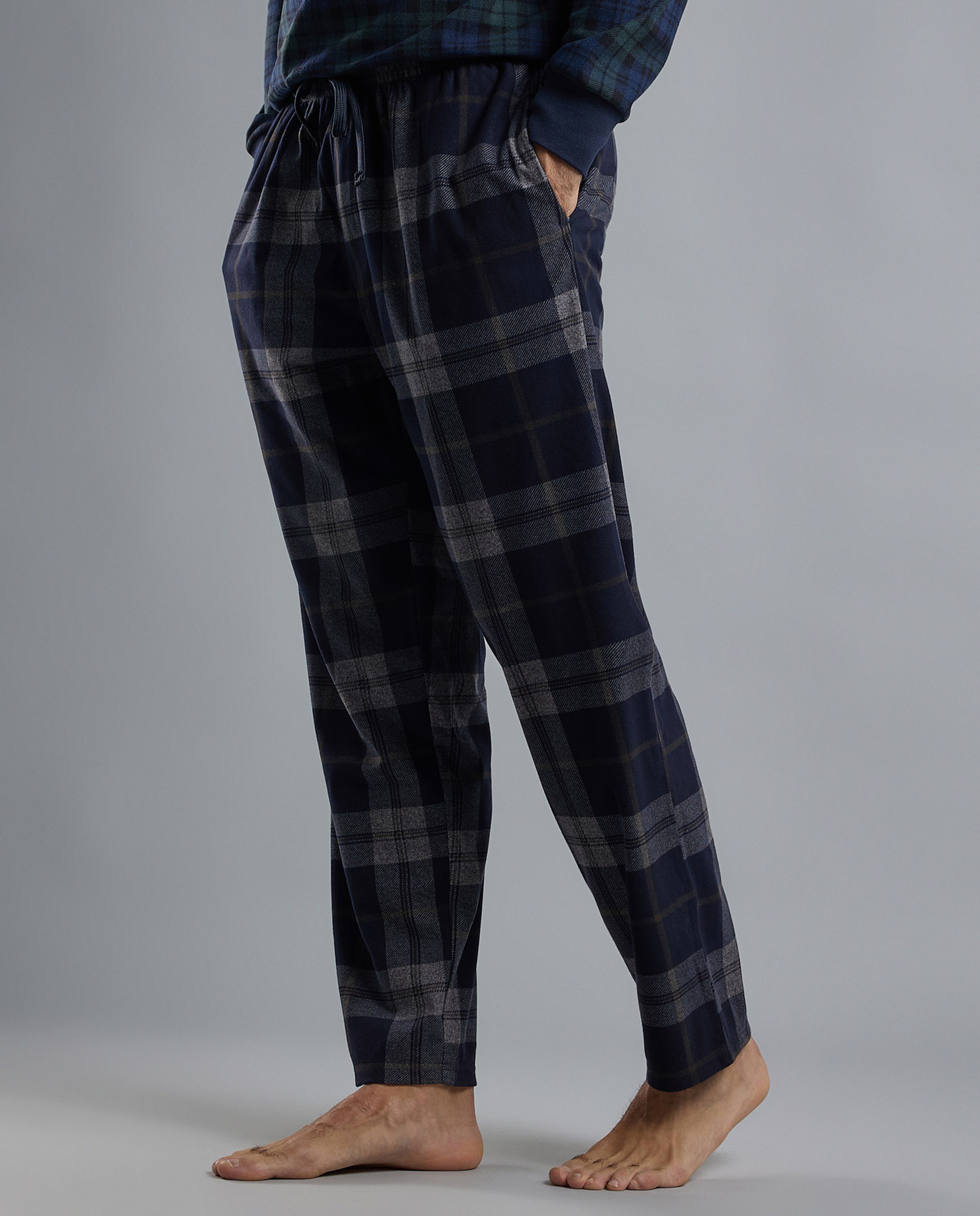 Plaid Lounge Pants with Drawstring Waist