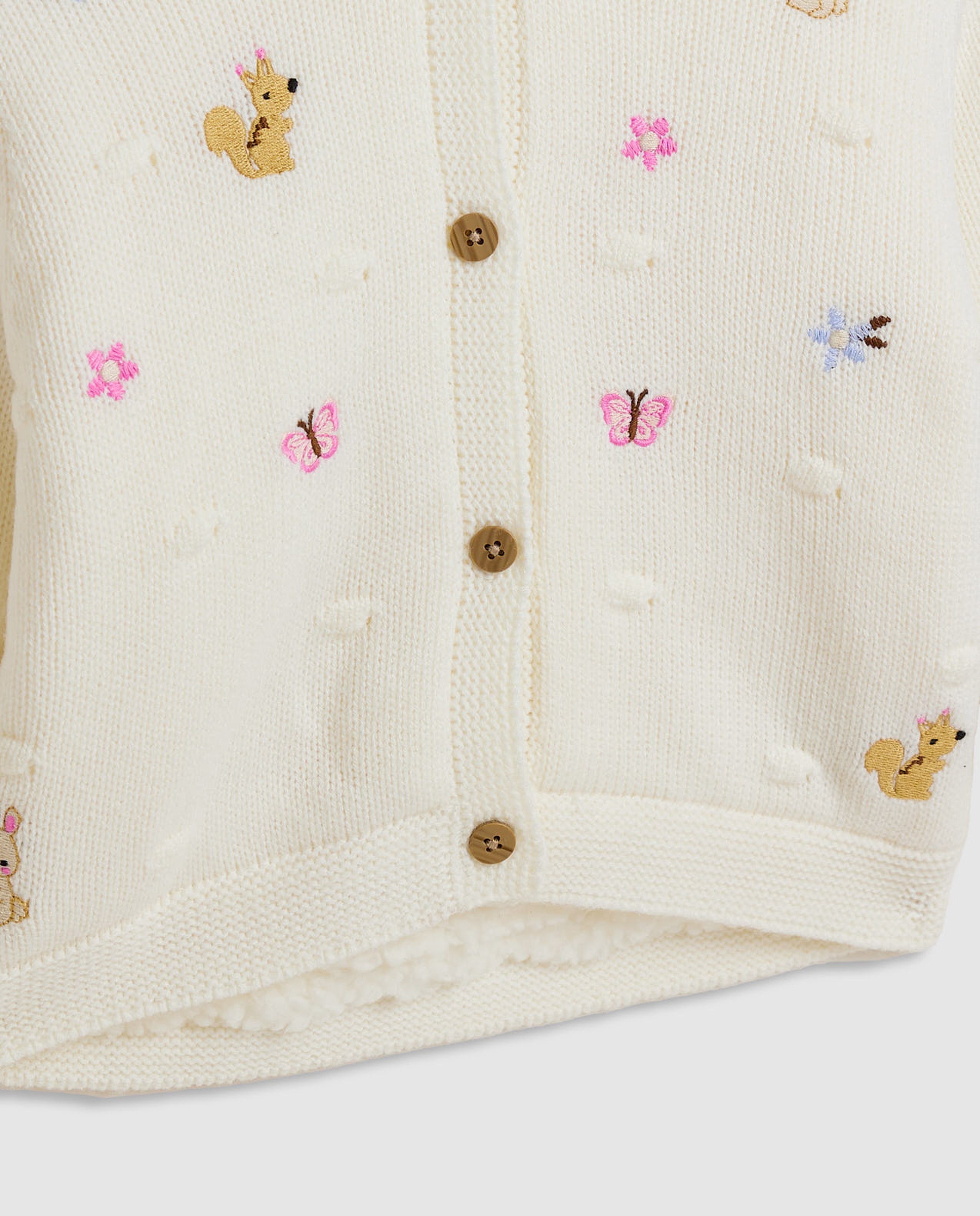 Embroidered Hooded Cardigan