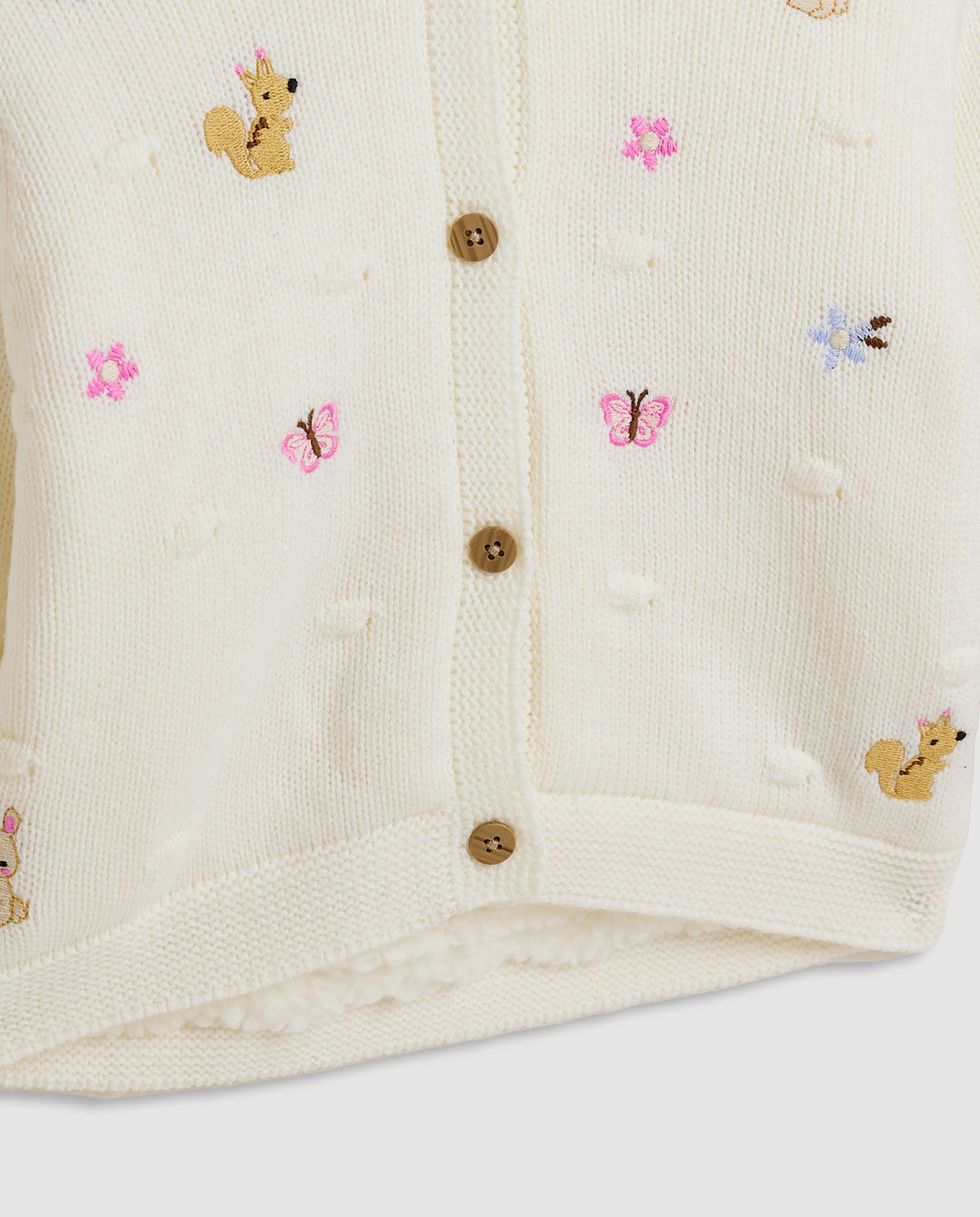 Embroidered Hooded Cardigan