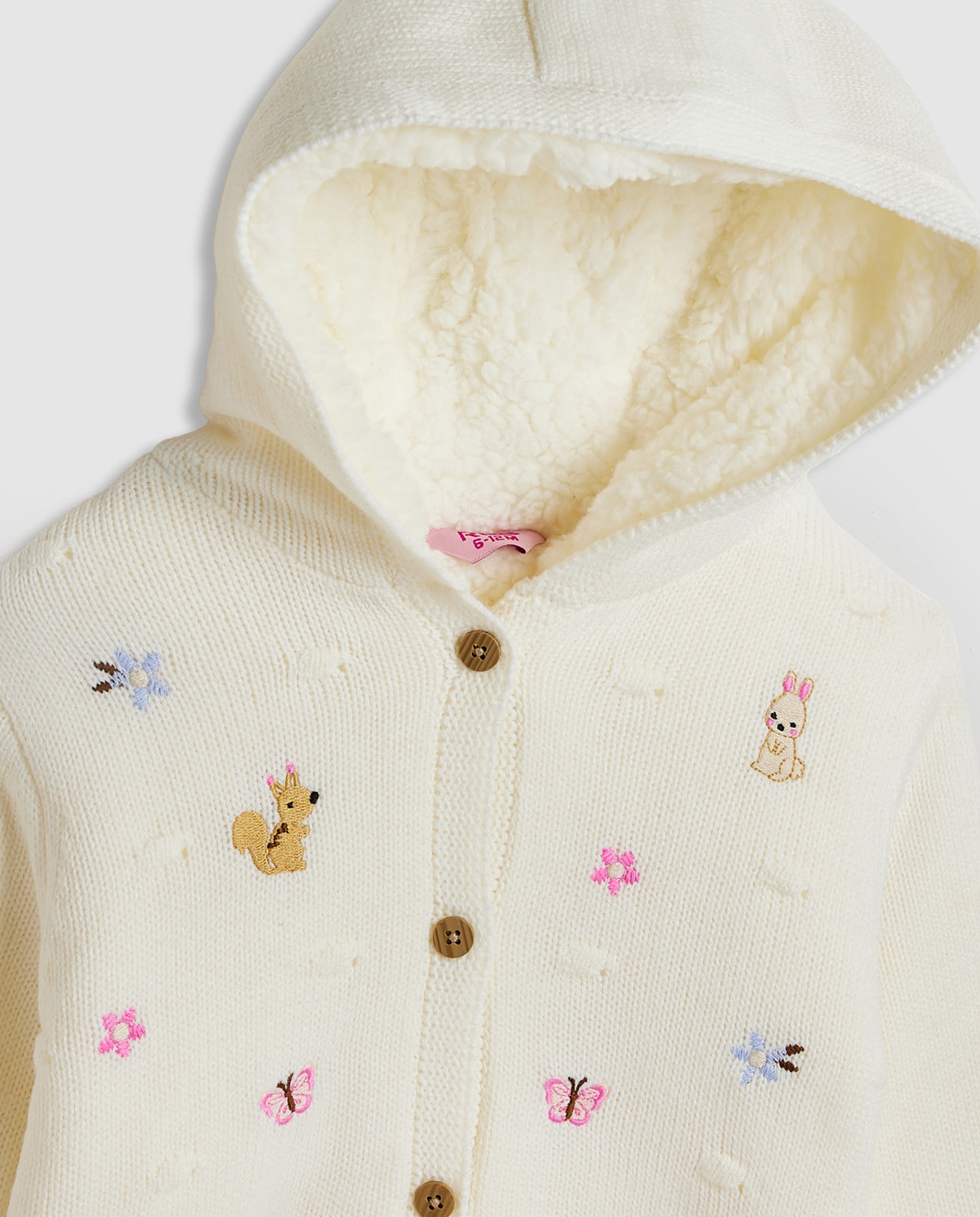 Embroidered Hooded Cardigan