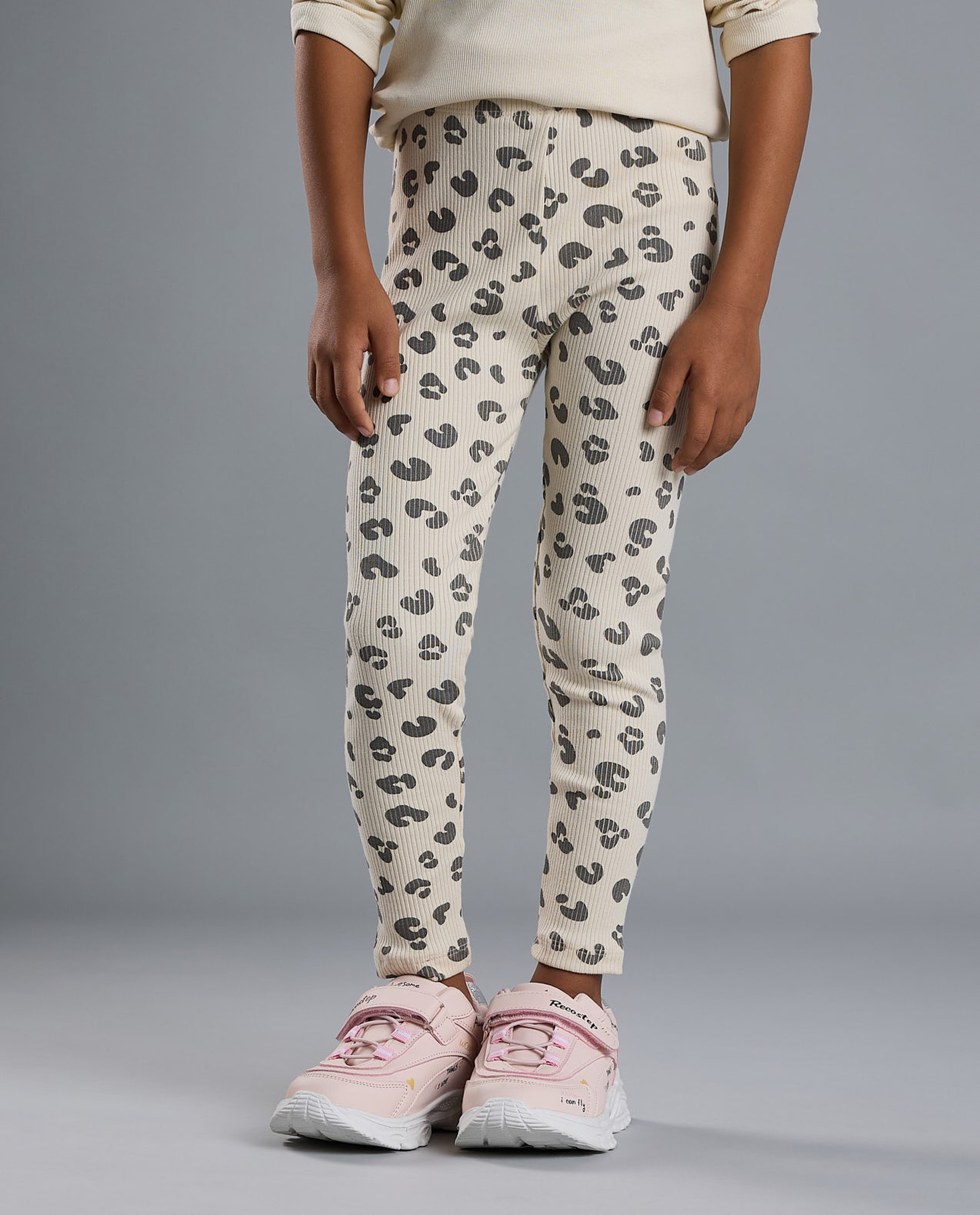 2 Pack Printed Leggings with Elastic Waist