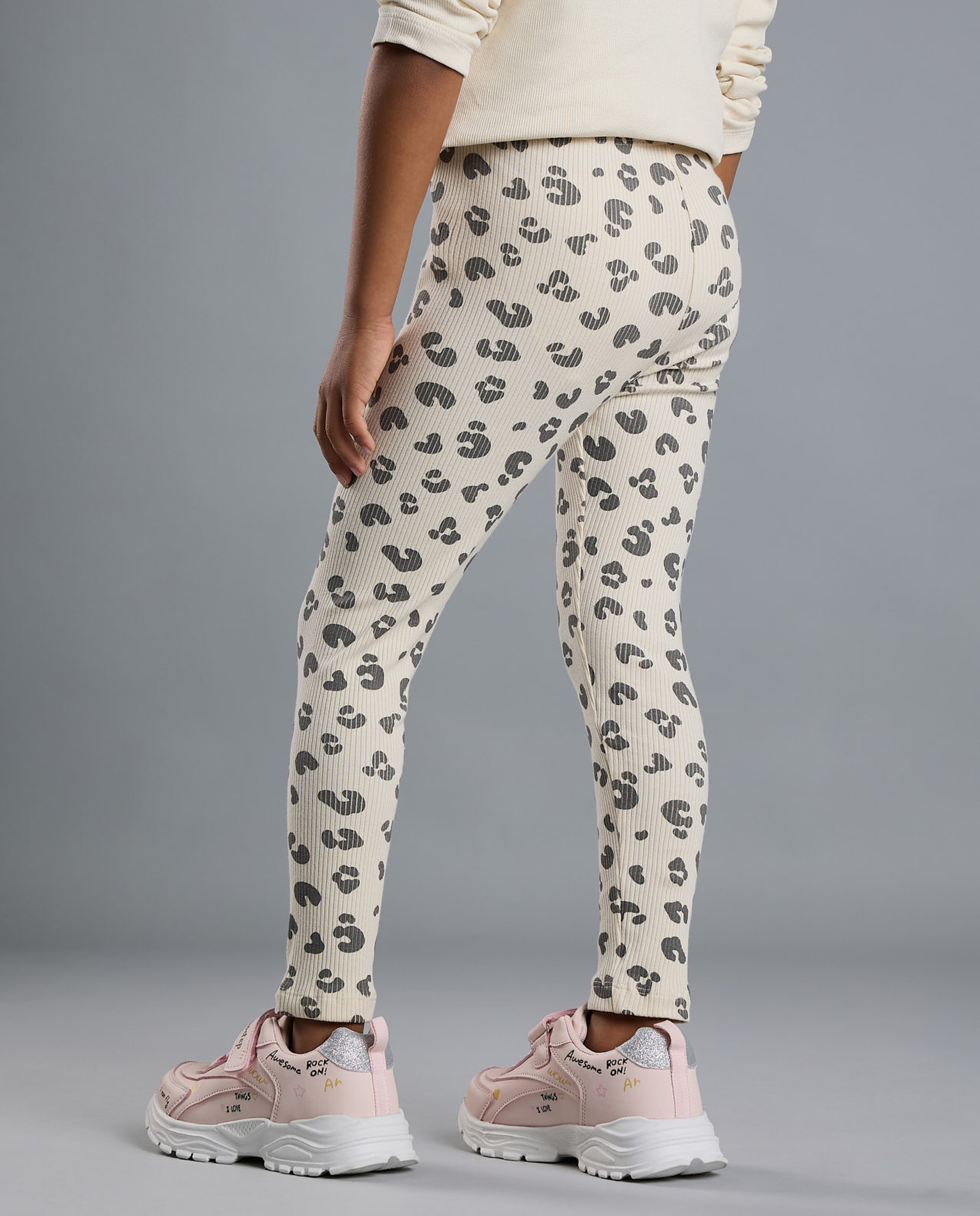 2 Pack Printed Leggings with Elastic Waist