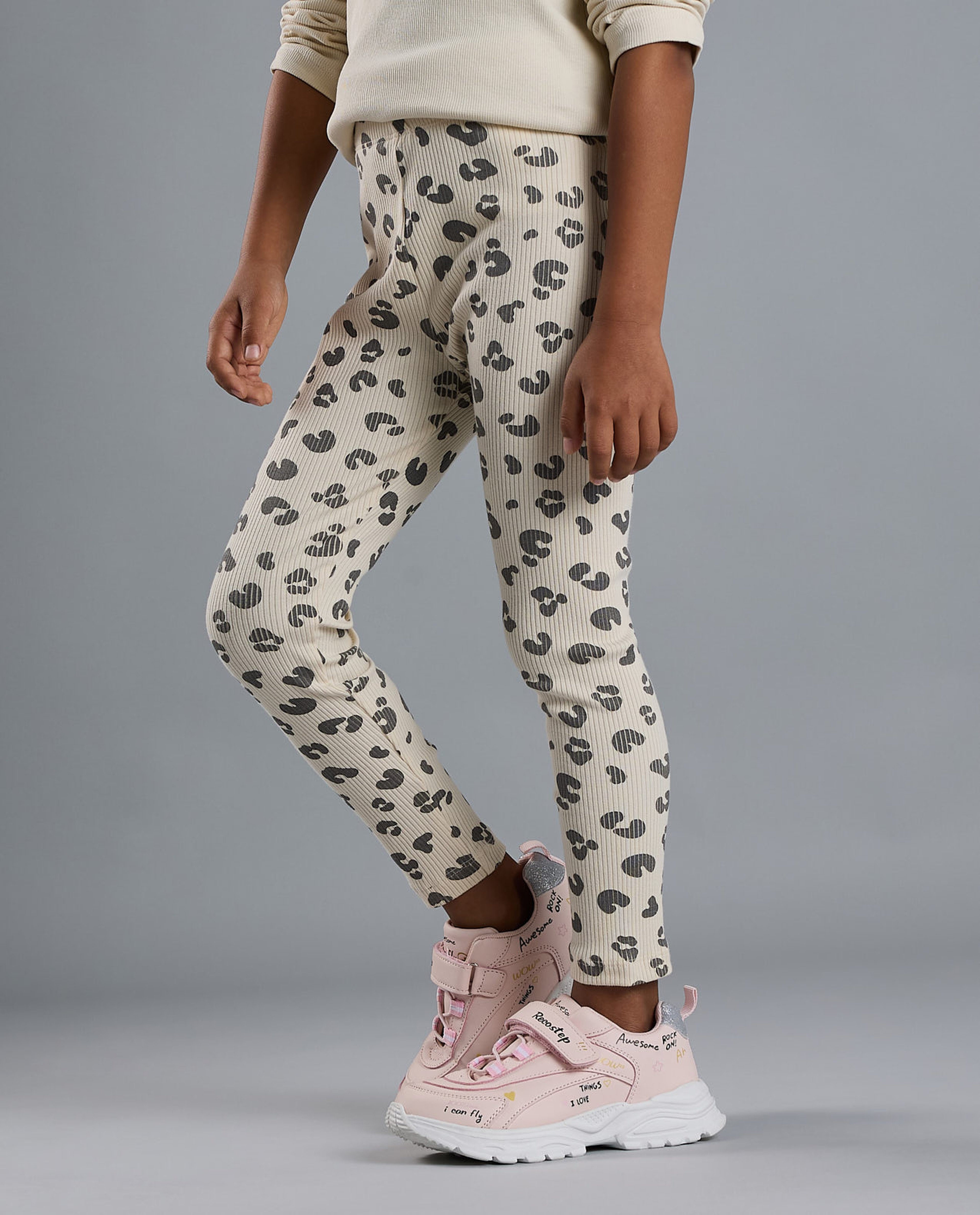 2 Pack Printed Leggings with Elastic Waist