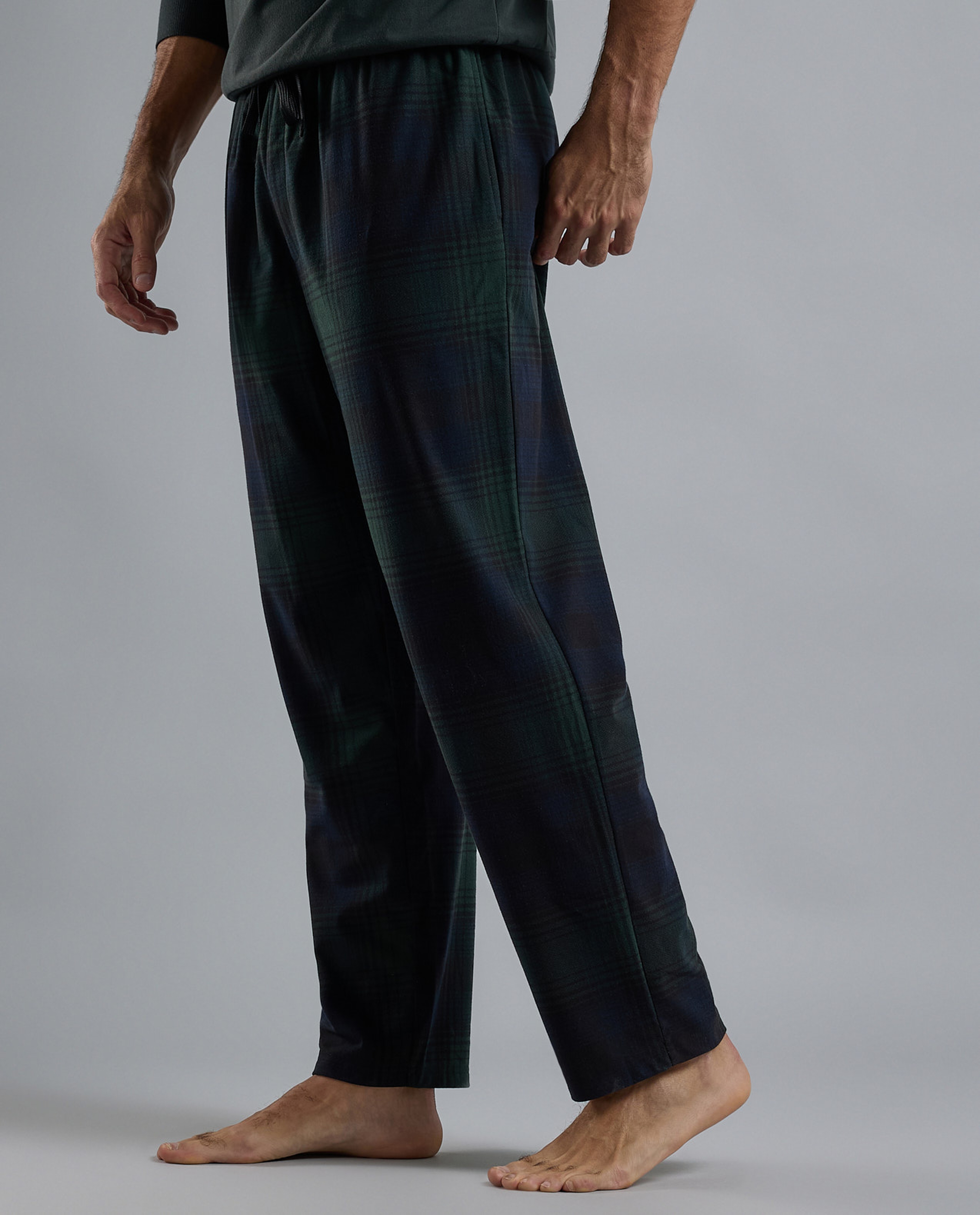 Plaid Lounge Pants with Drawstring Waist