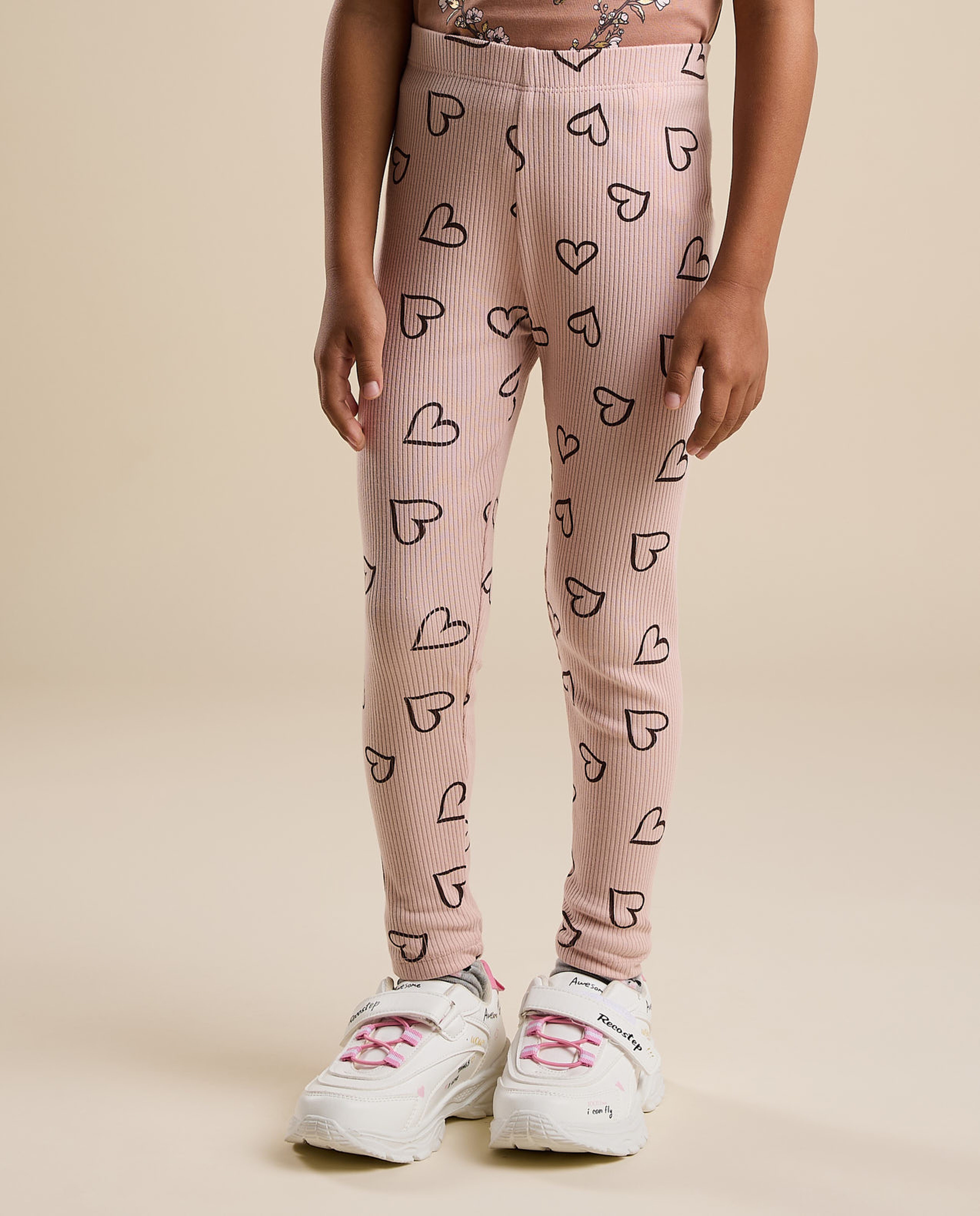 2 Pack Printed Leggings with Elastic Waist