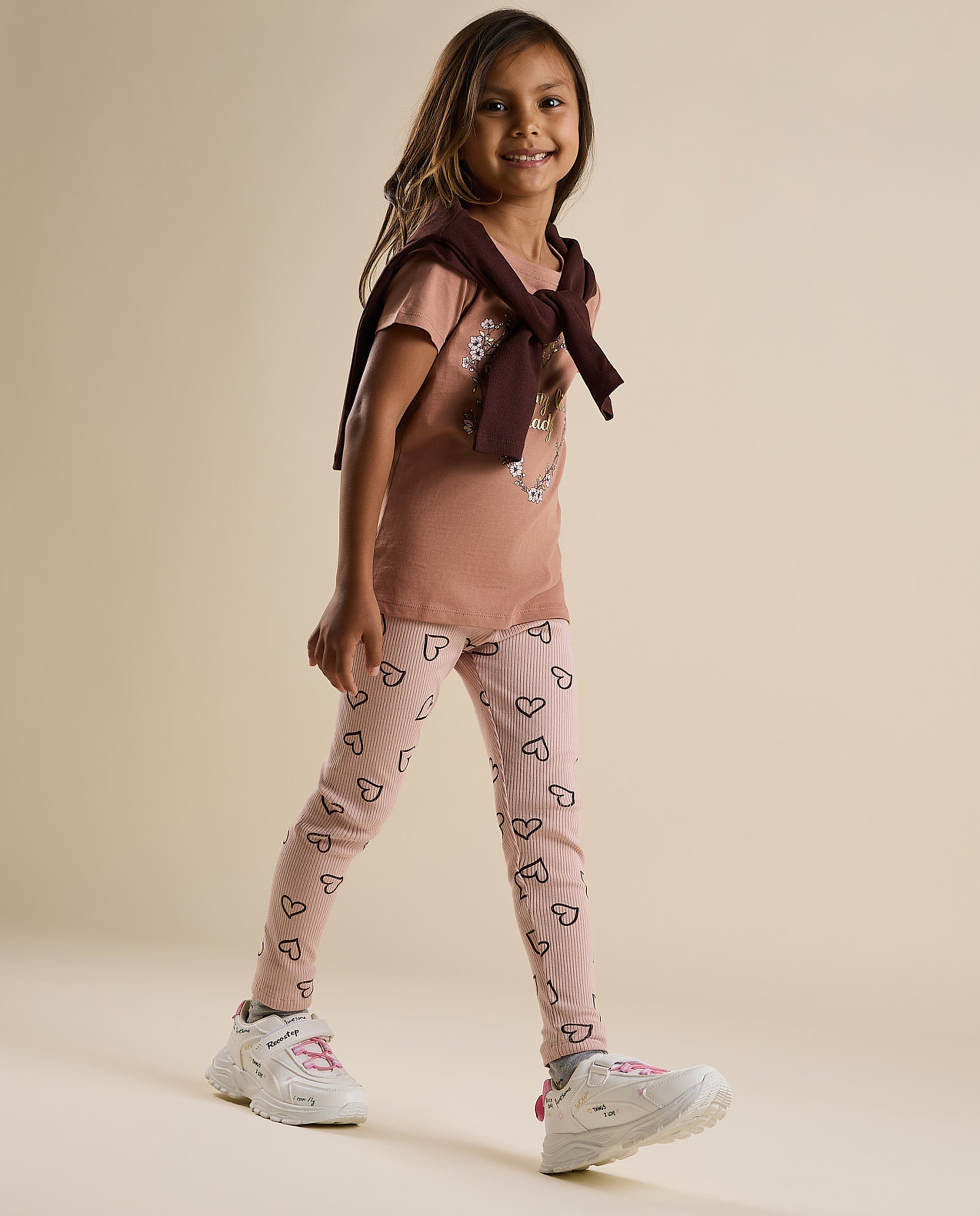 2 Pack Printed Leggings with Elastic Waist