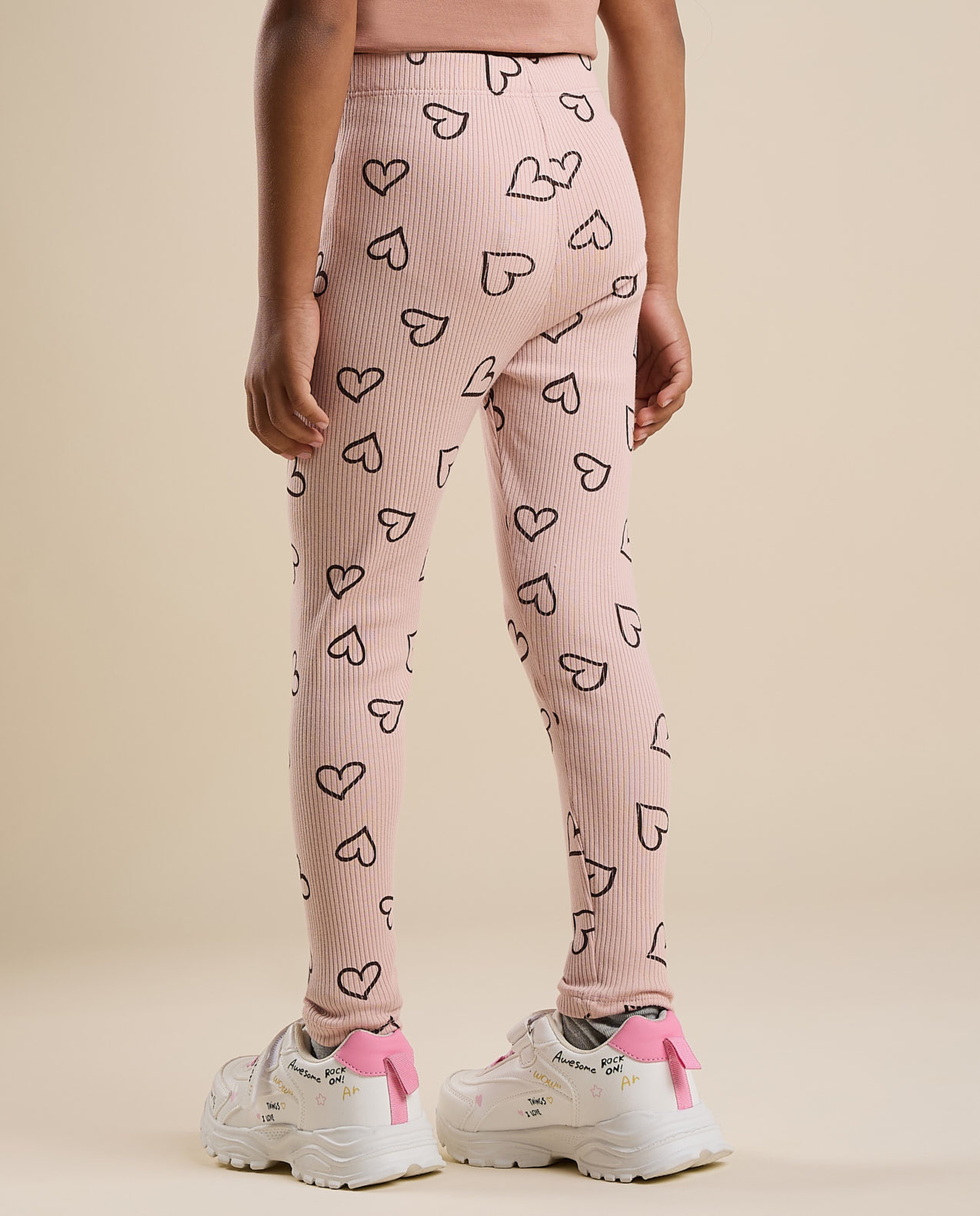 2 Pack Printed Leggings with Elastic Waist