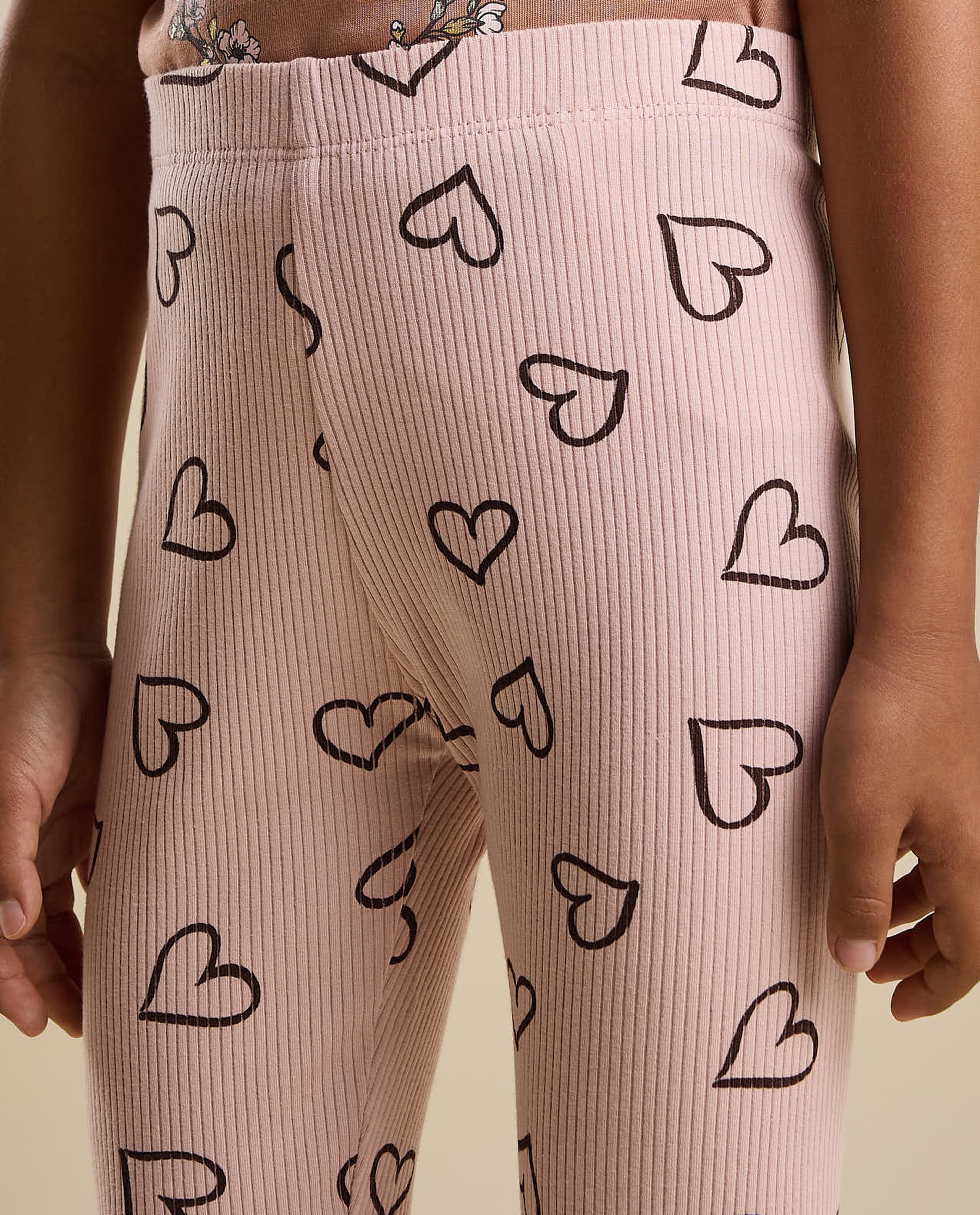 2 Pack Printed Leggings with Elastic Waist