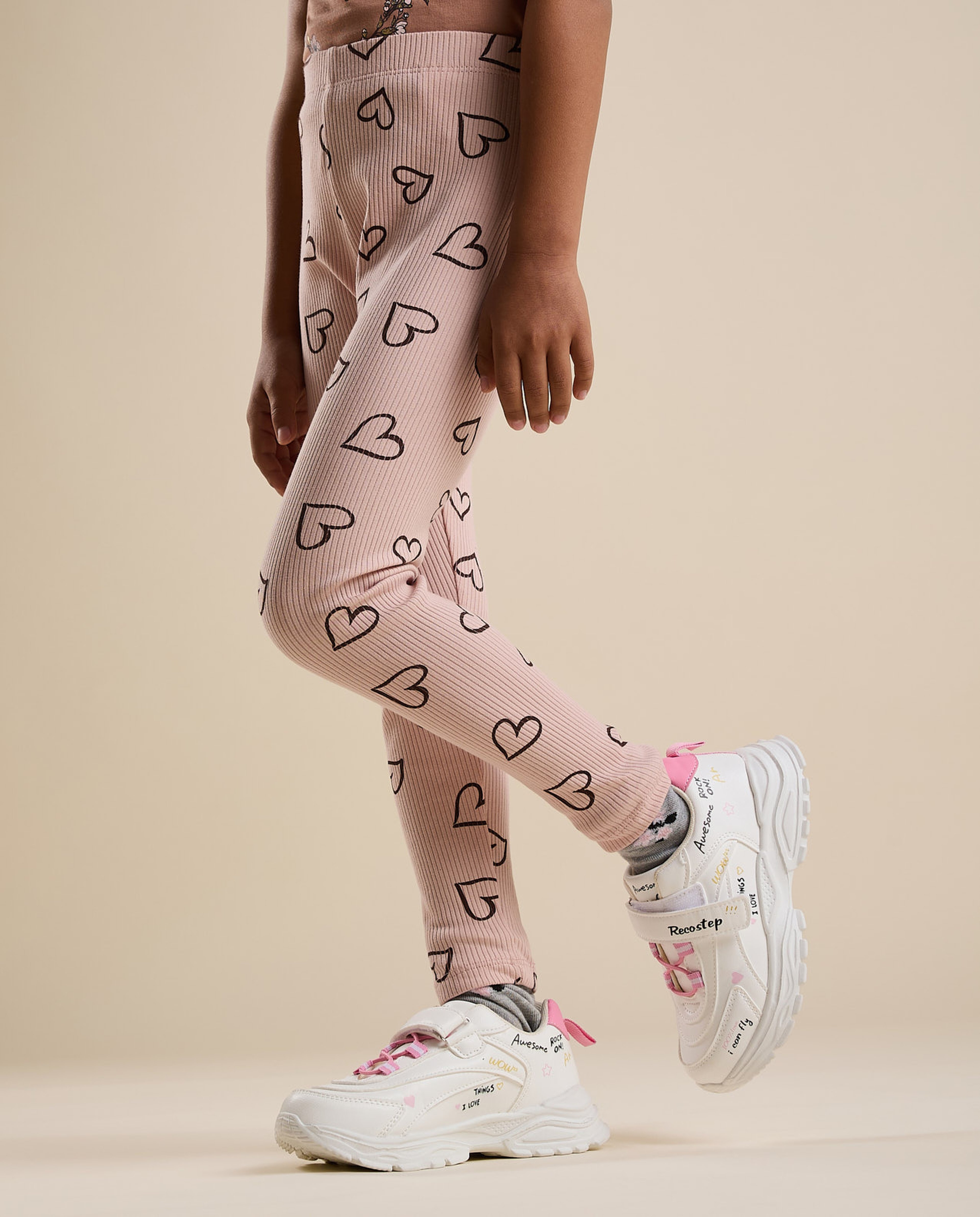 2 Pack Printed Leggings with Elastic Waist