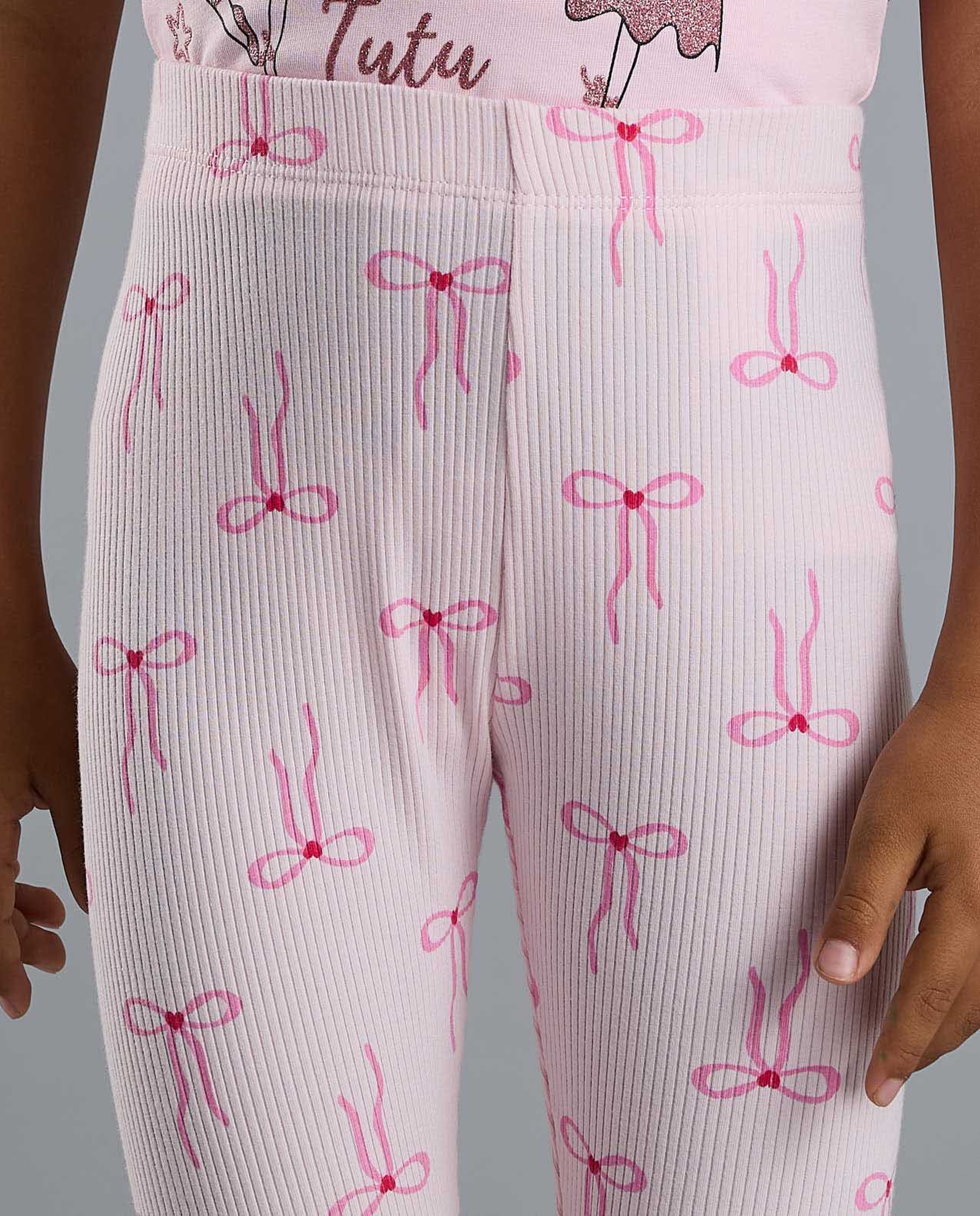 2 Pack Printed Leggings with Elastic Waist