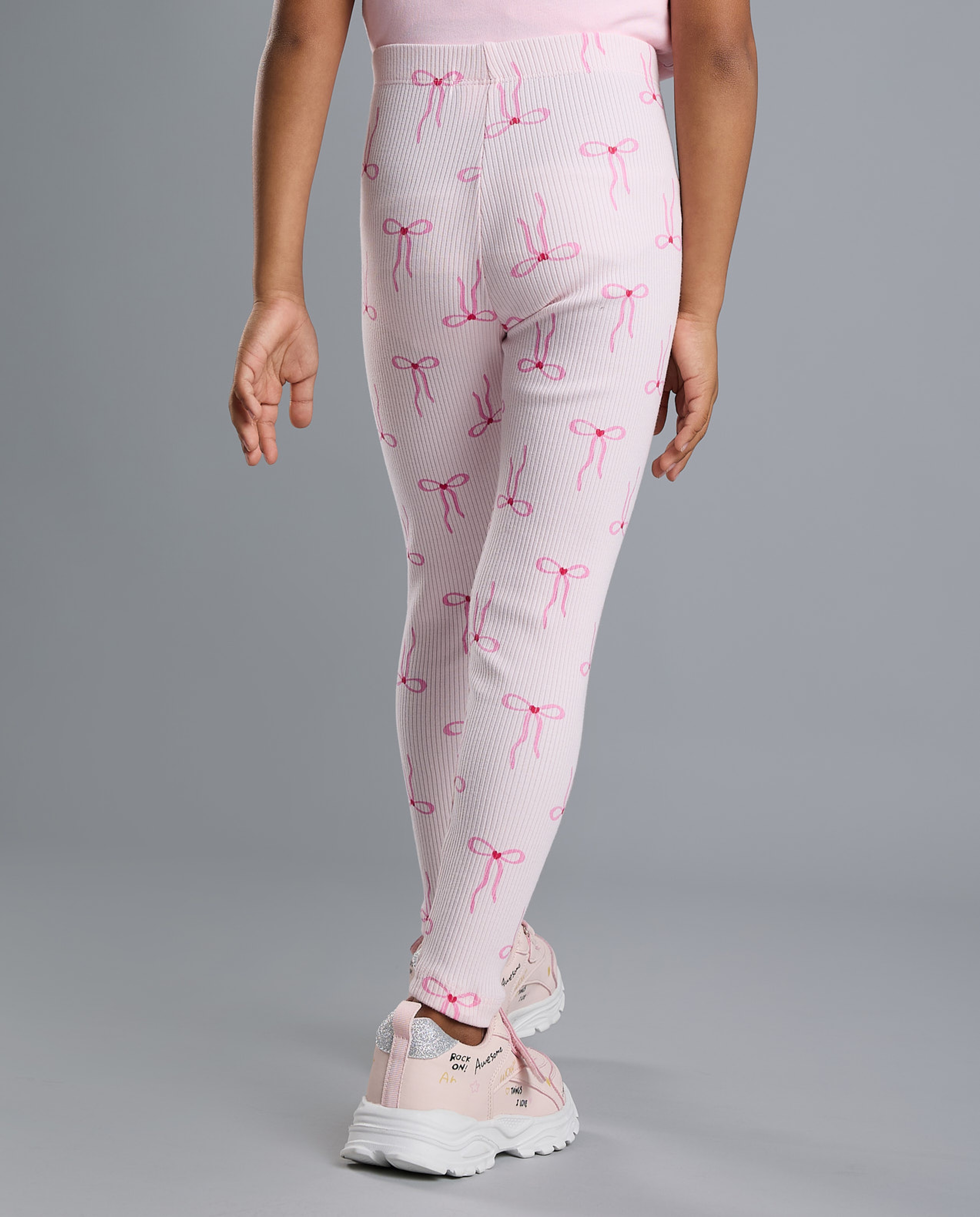 2 Pack Printed Leggings with Elastic Waist