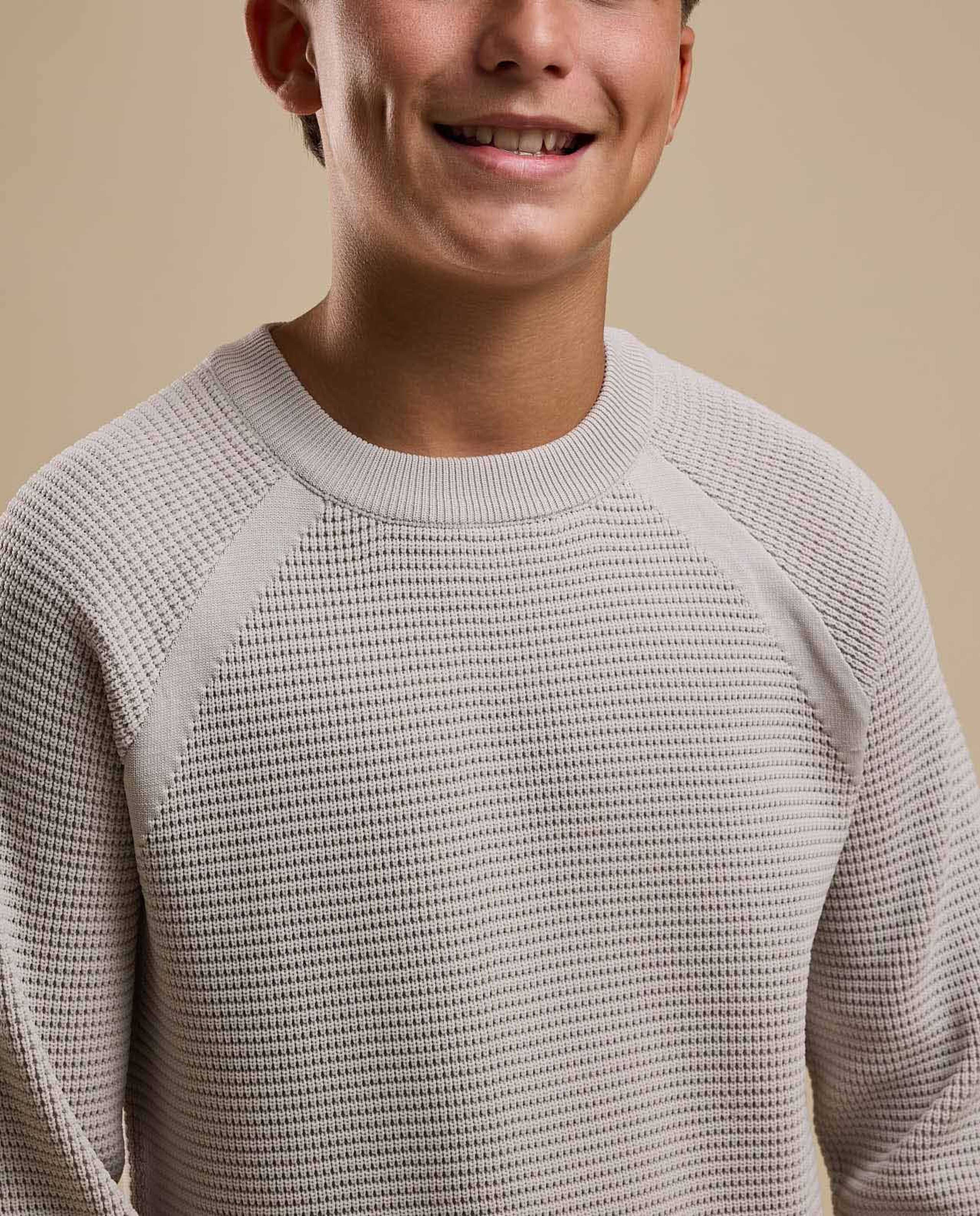 Textured Sweater with Raglan Sleeves and Long Sleeves