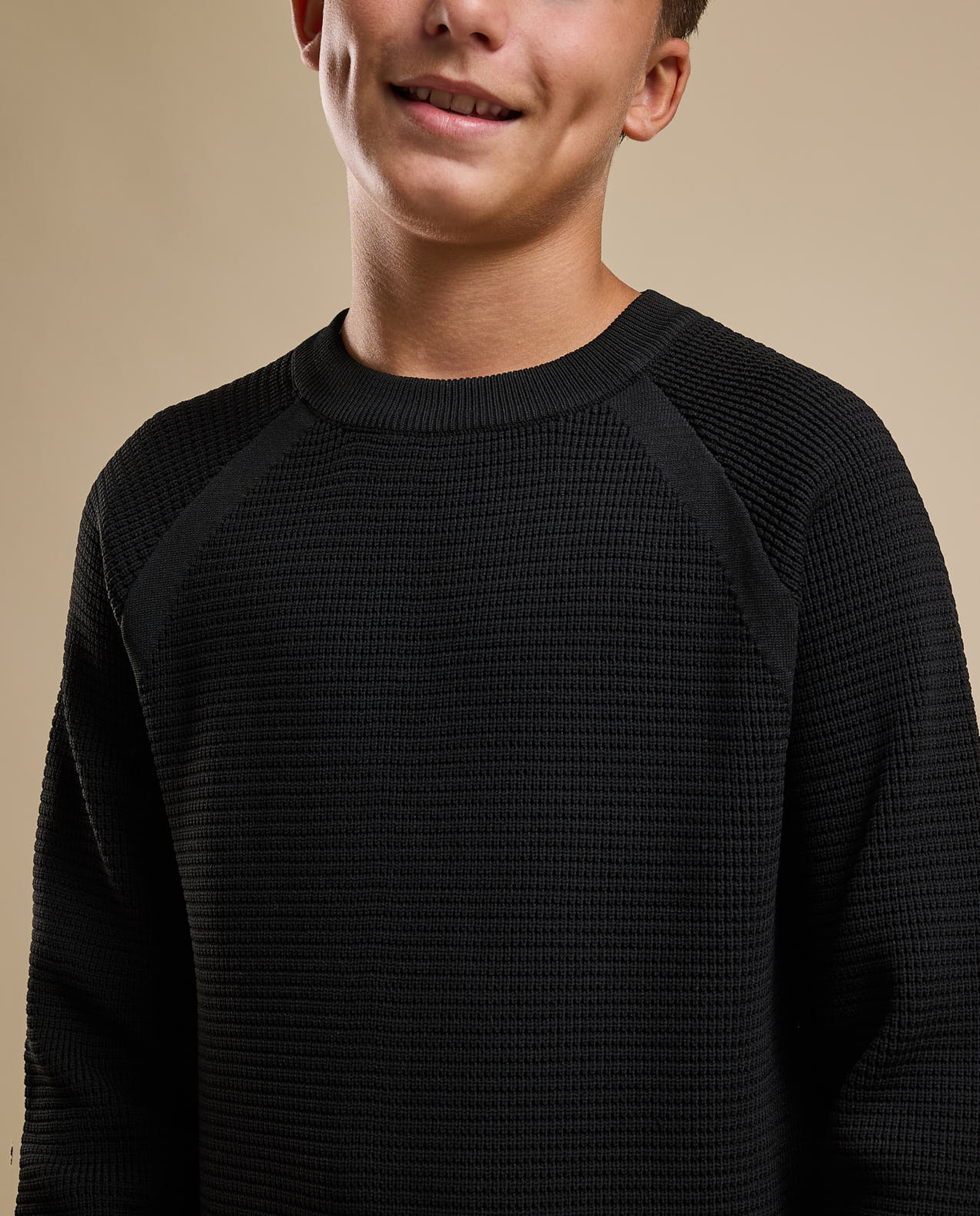 Textured Sweater with Raglan Sleeves and Long Sleeves