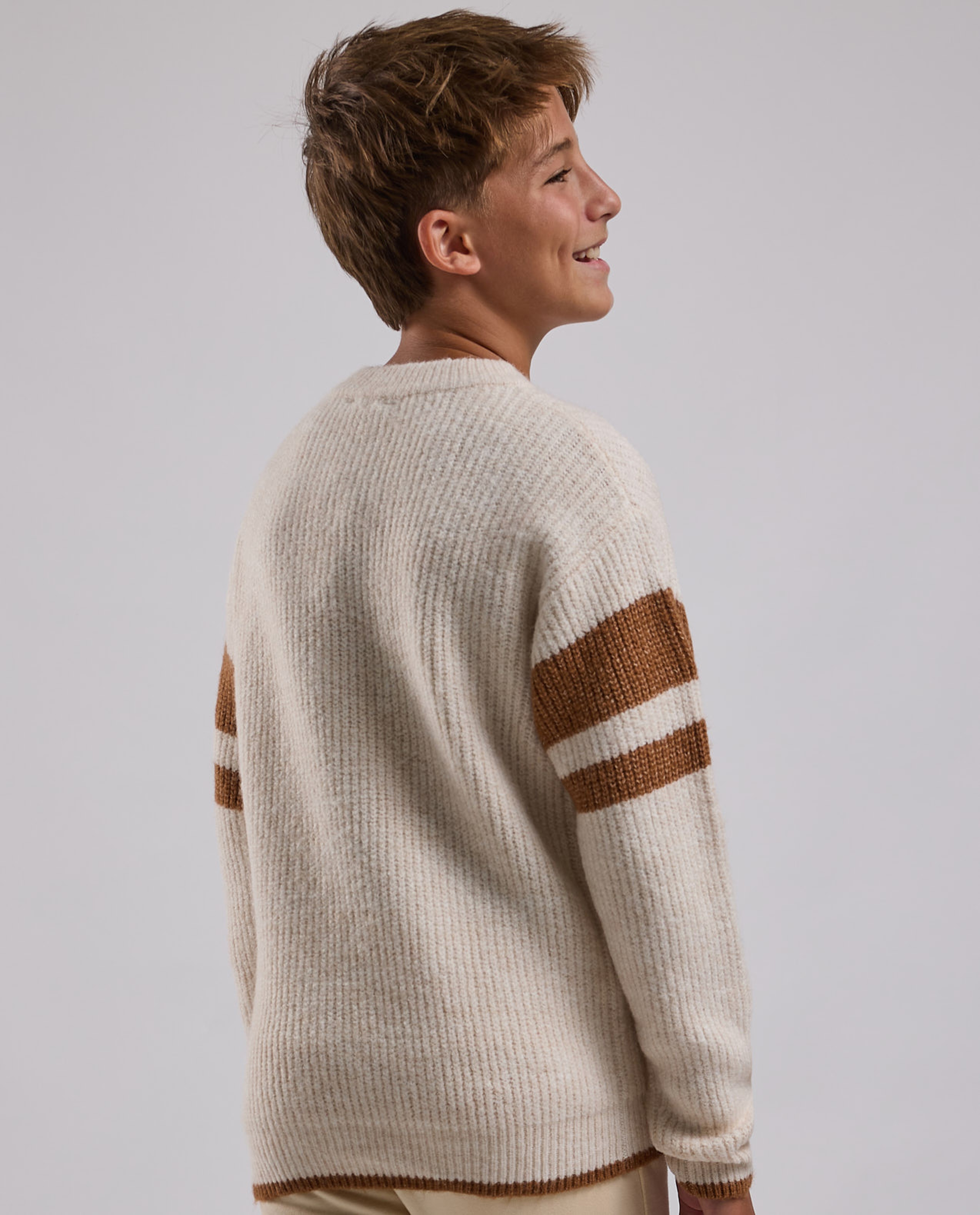 Striped Sweater with Crew Neck and Long Sleeves