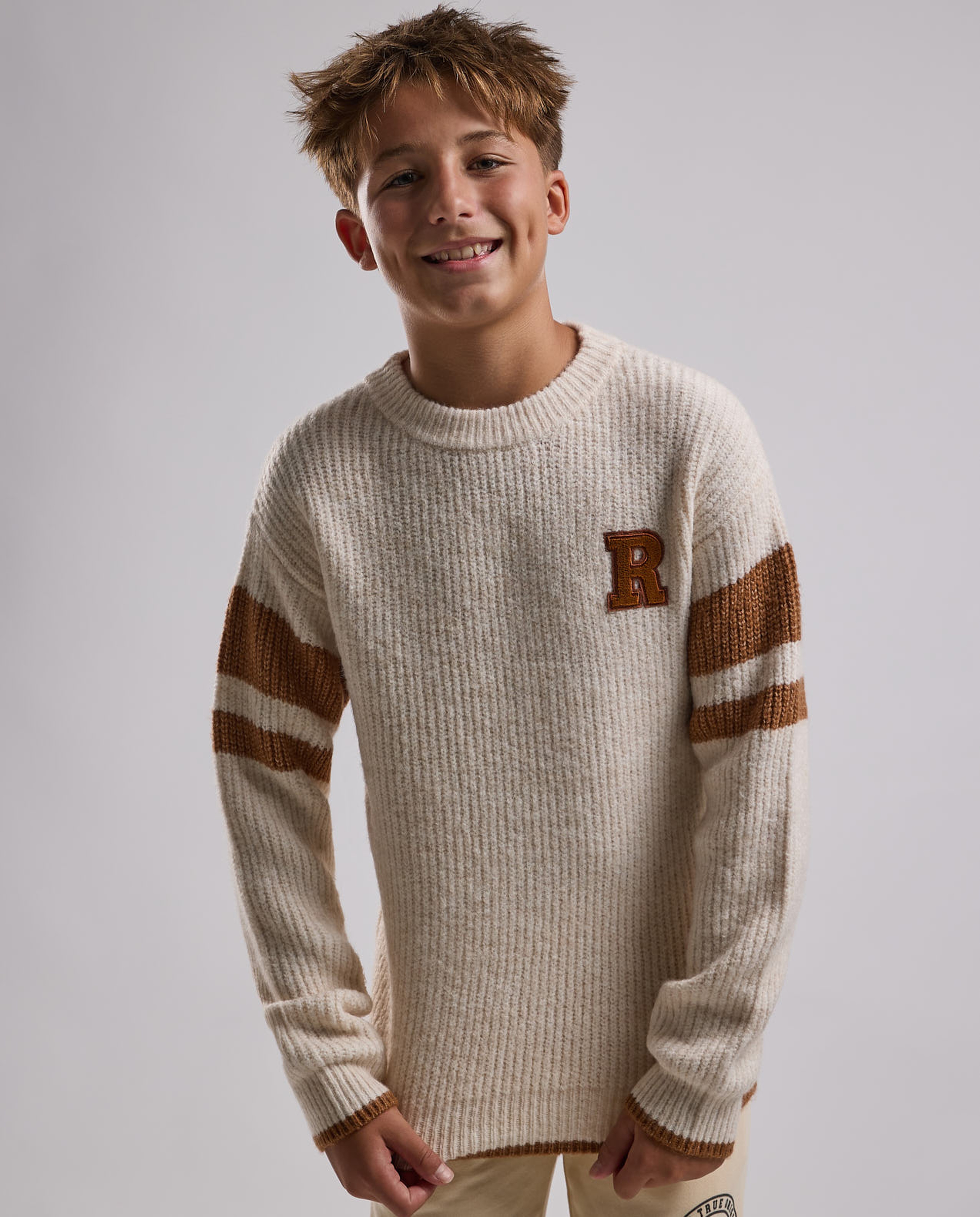 Striped Sweater with Crew Neck and Long Sleeves