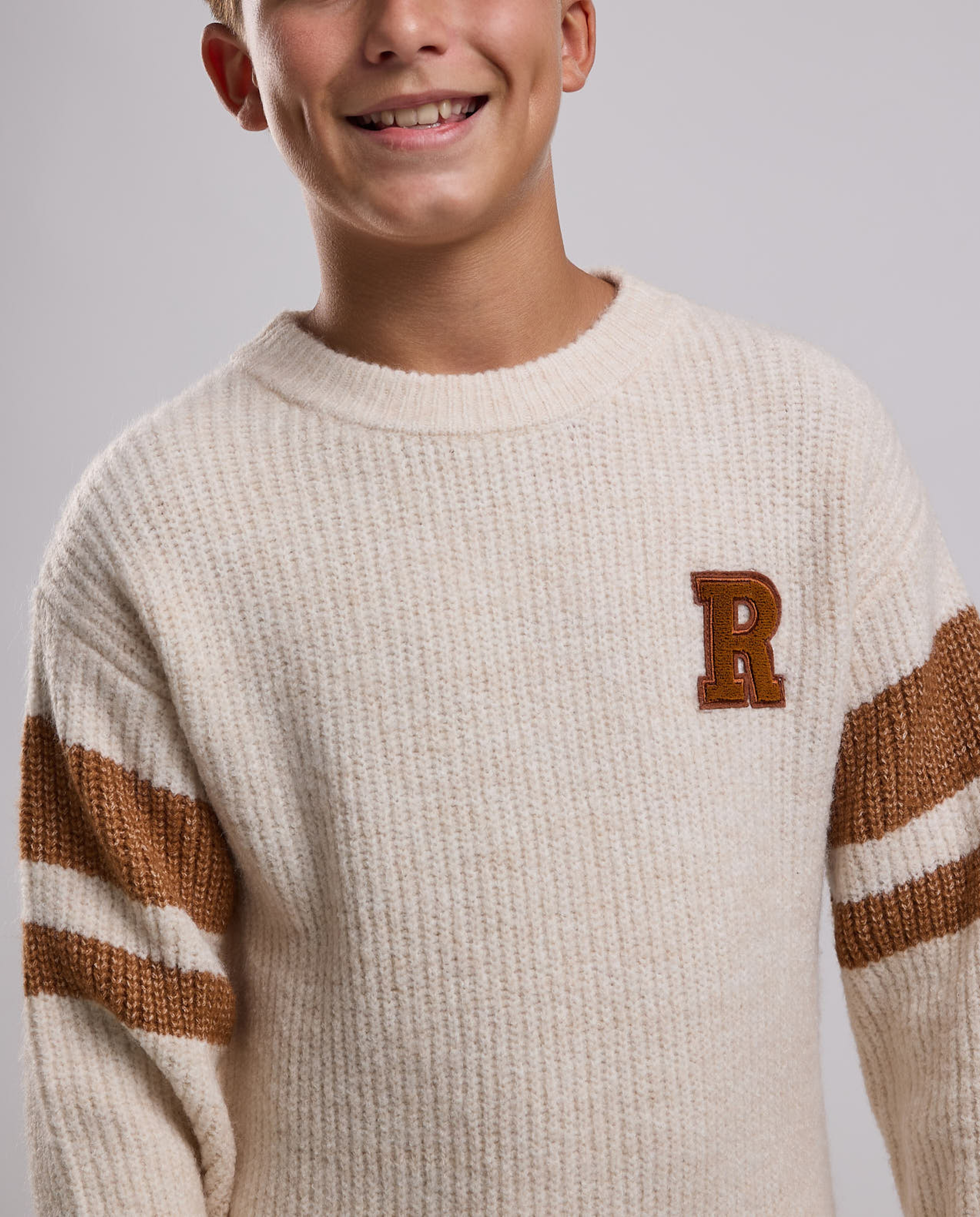 Striped Sweater with Crew Neck and Long Sleeves