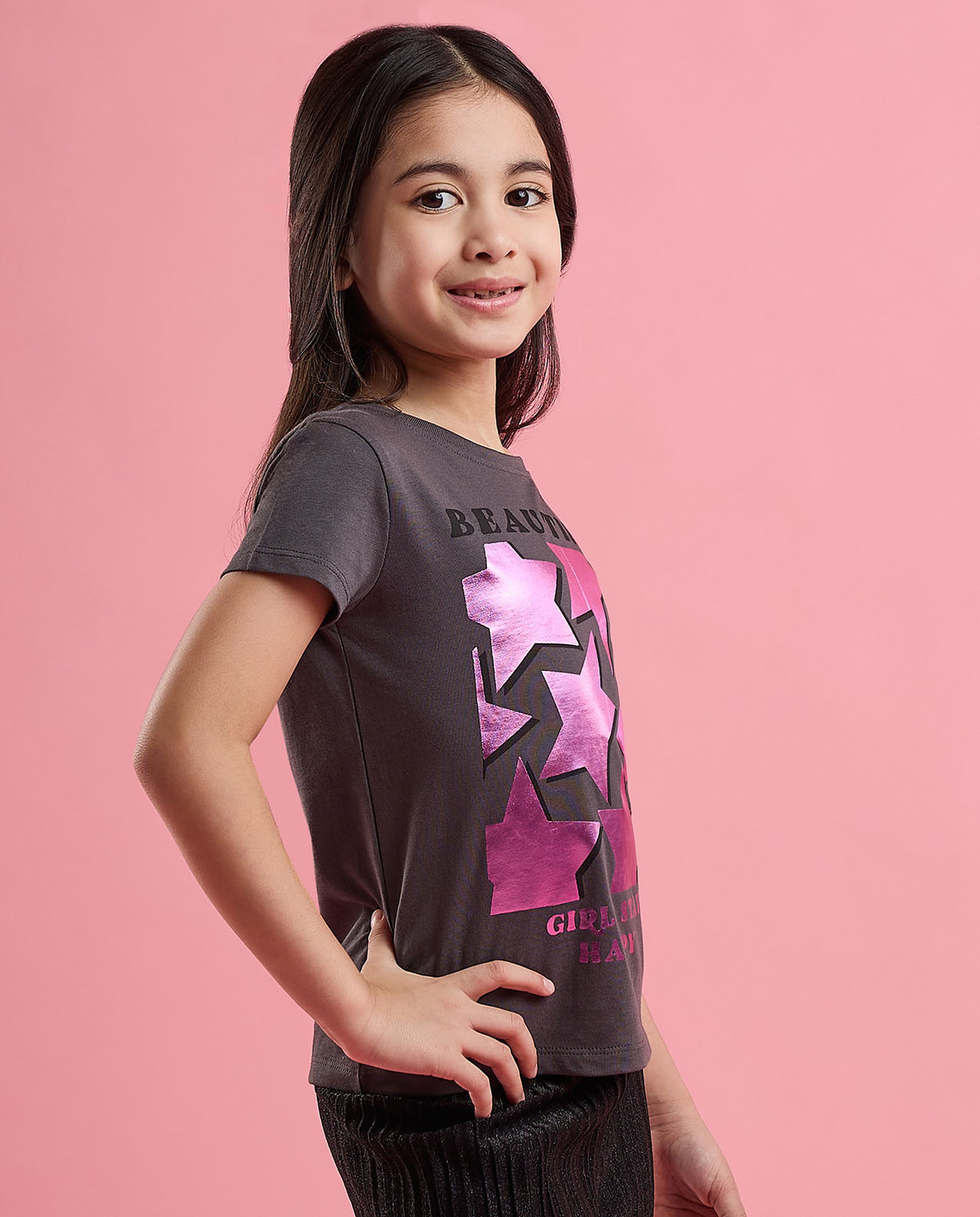 Printed T-Shirt with Crew Neck and Short Sleeves