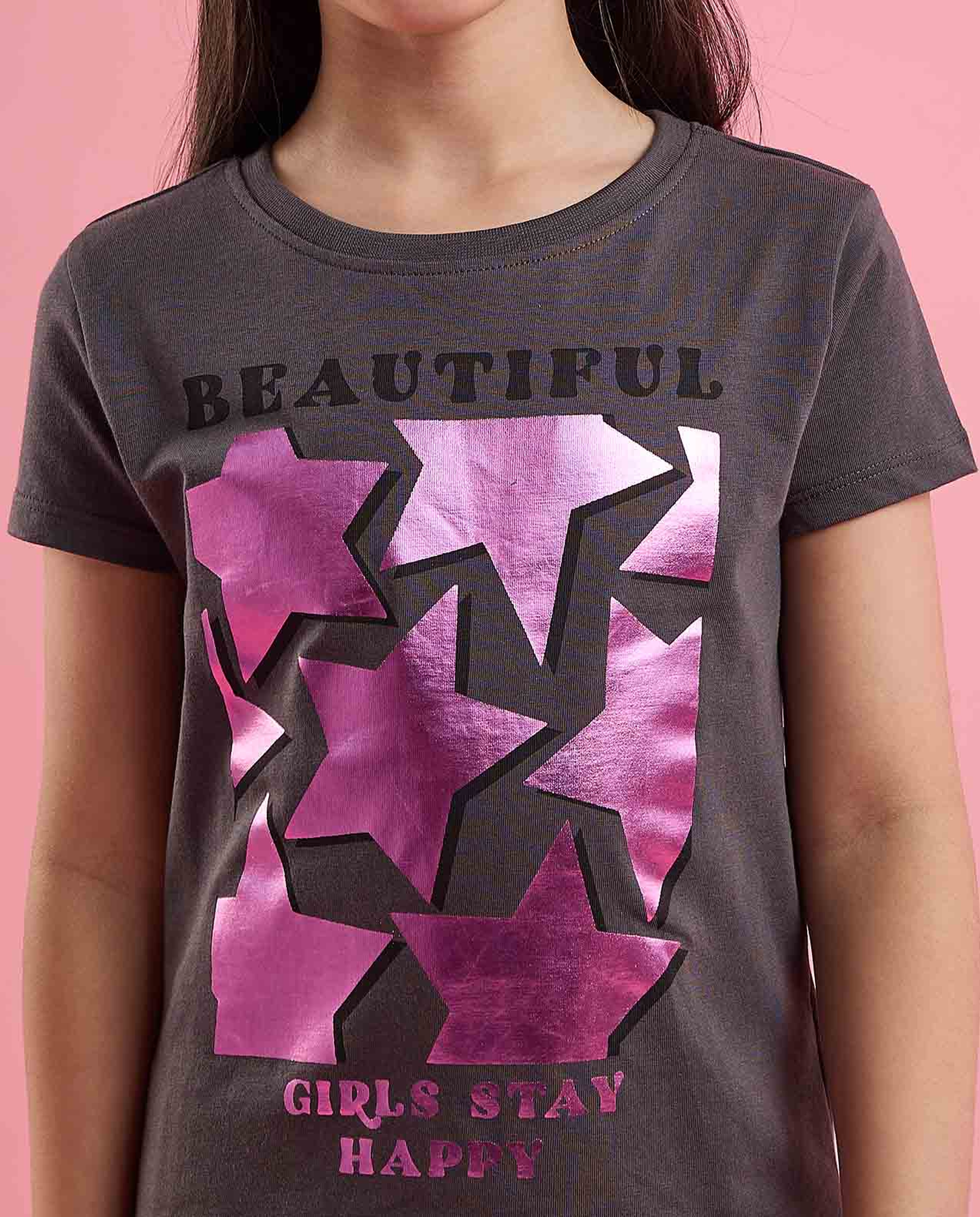 Printed T-Shirt with Crew Neck and Short Sleeves