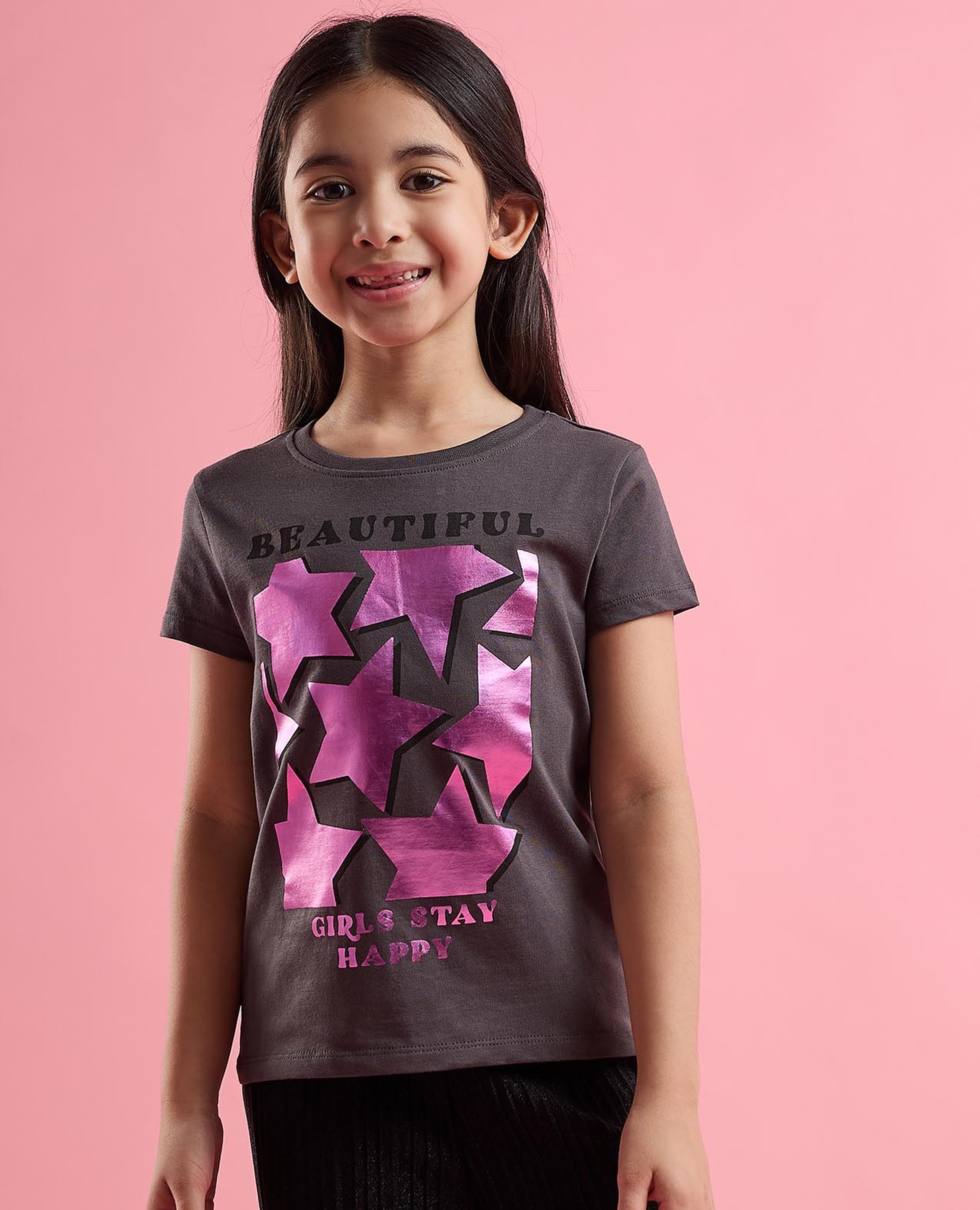 Printed T-Shirt with Crew Neck and Short Sleeves