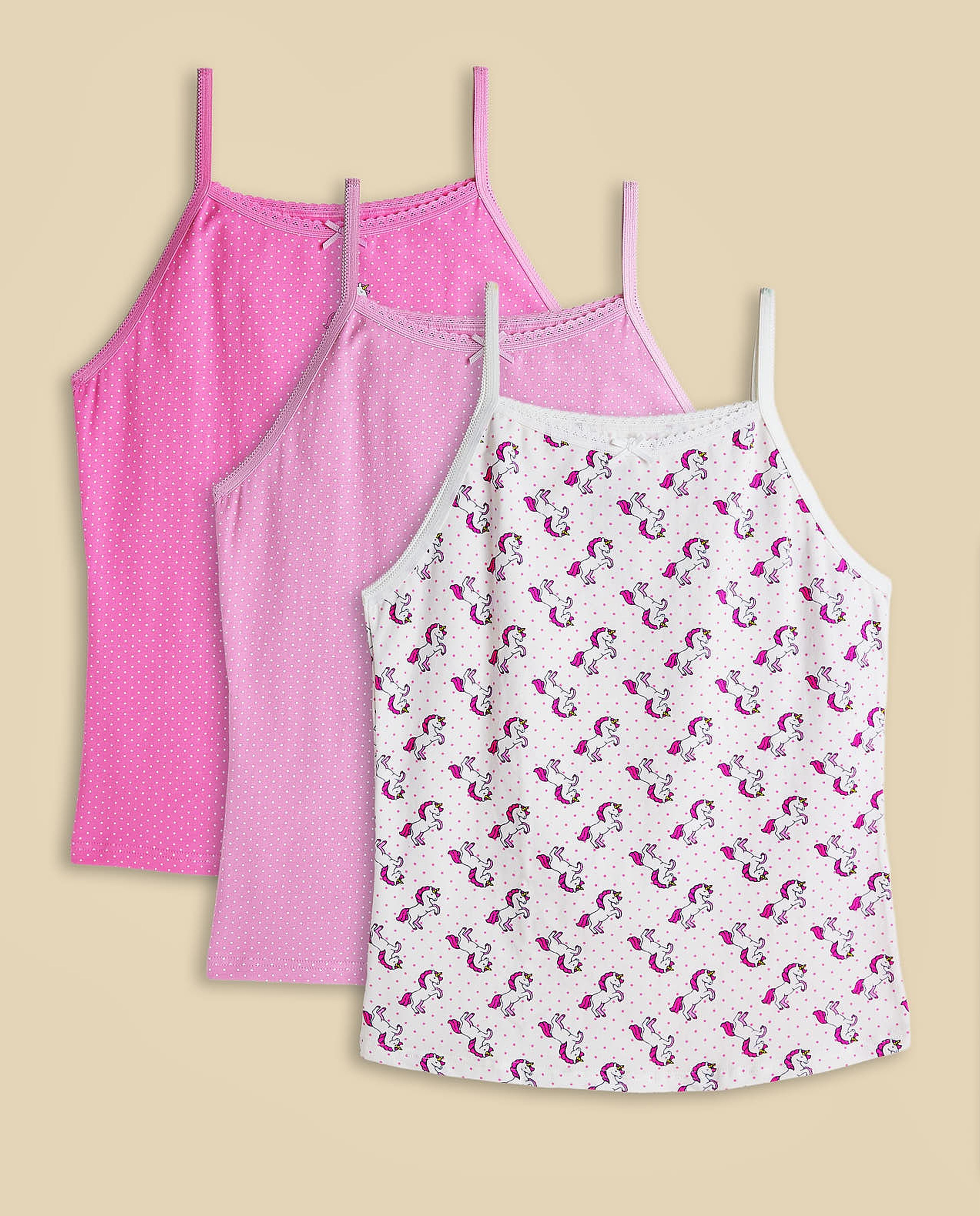 3 Pack Unicorn Printed Camisoles