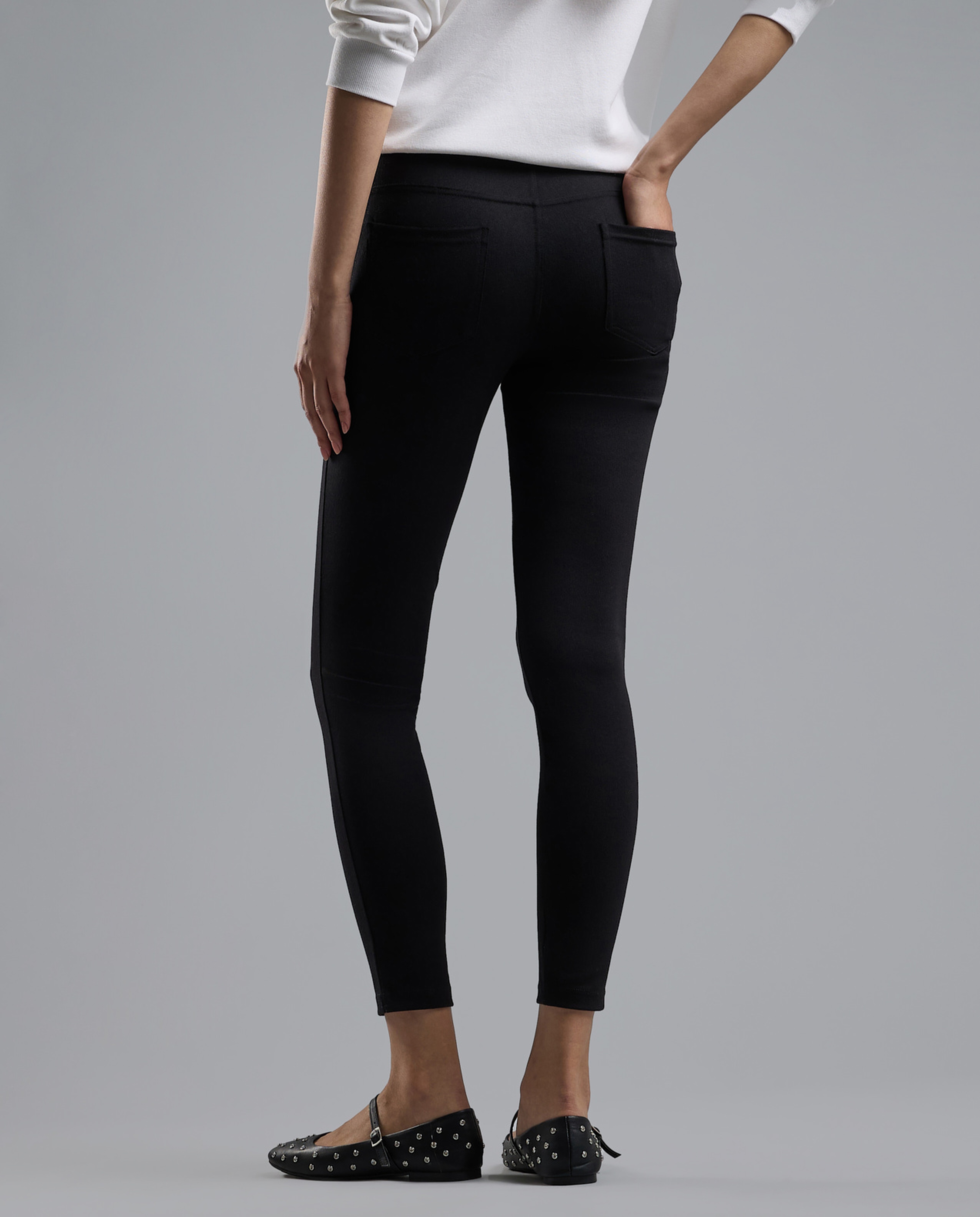 Solid Jeggings with Elastic Waist