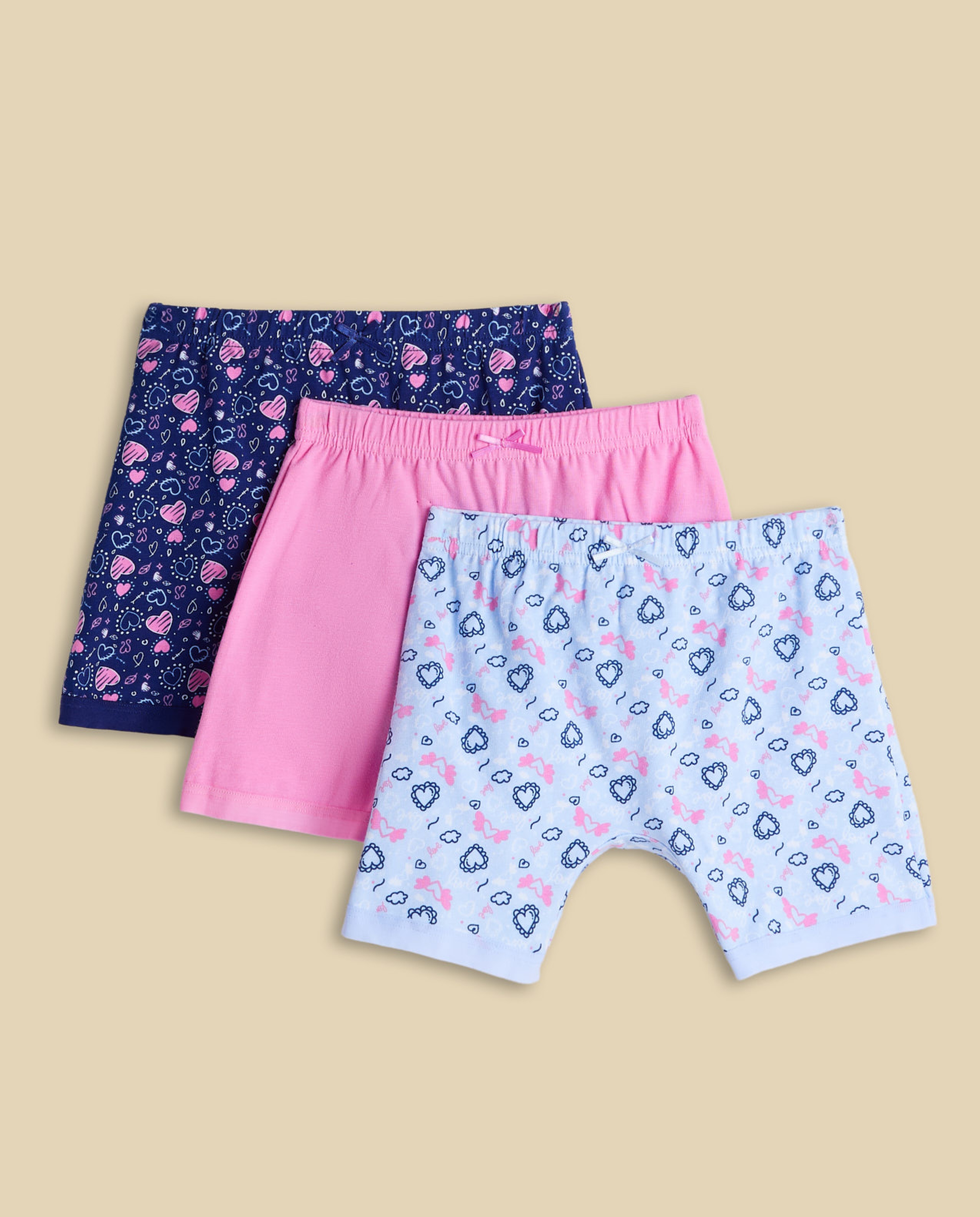3 Pack Printed Long Shorts