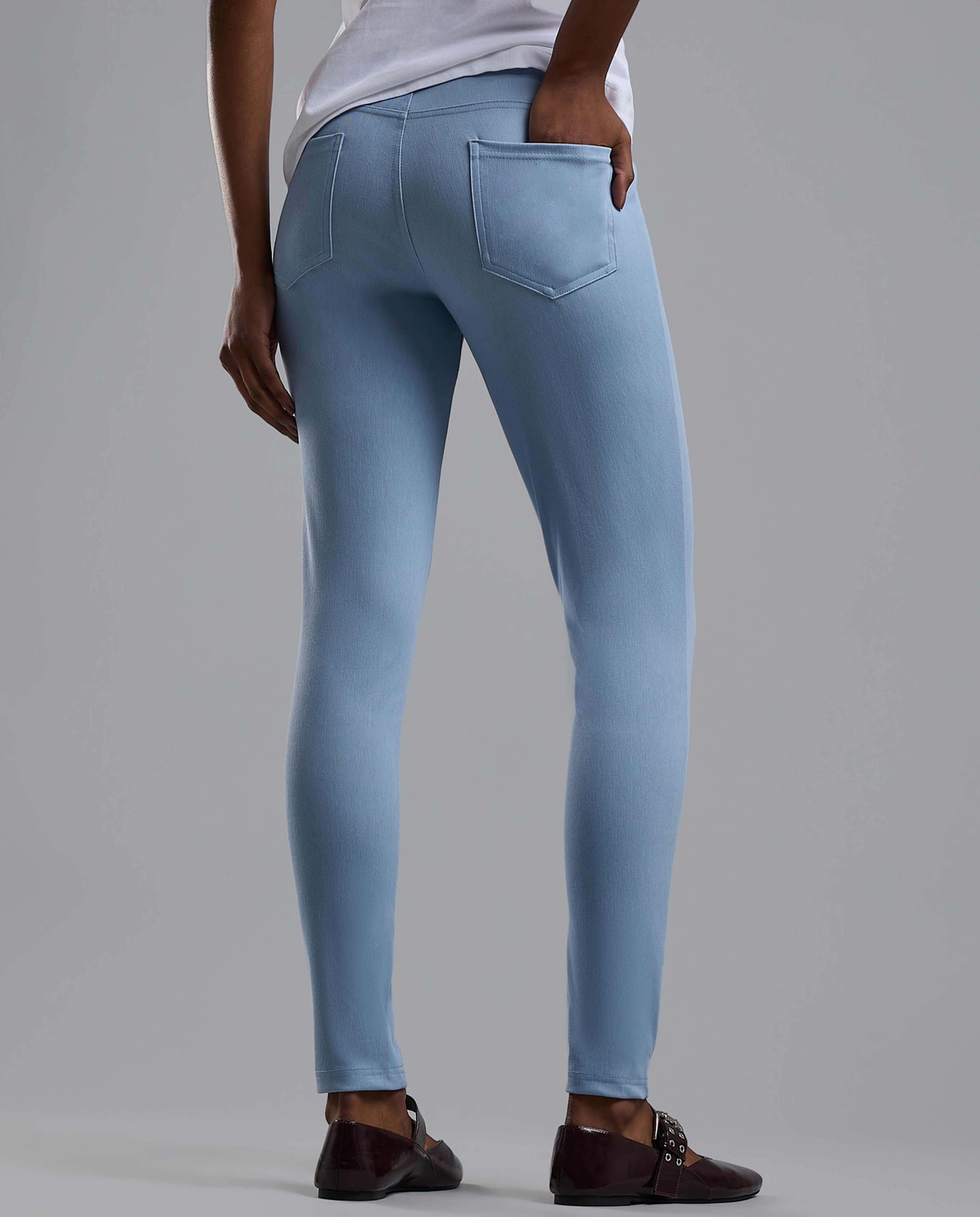 Faded Jeggings with Elastic Waist